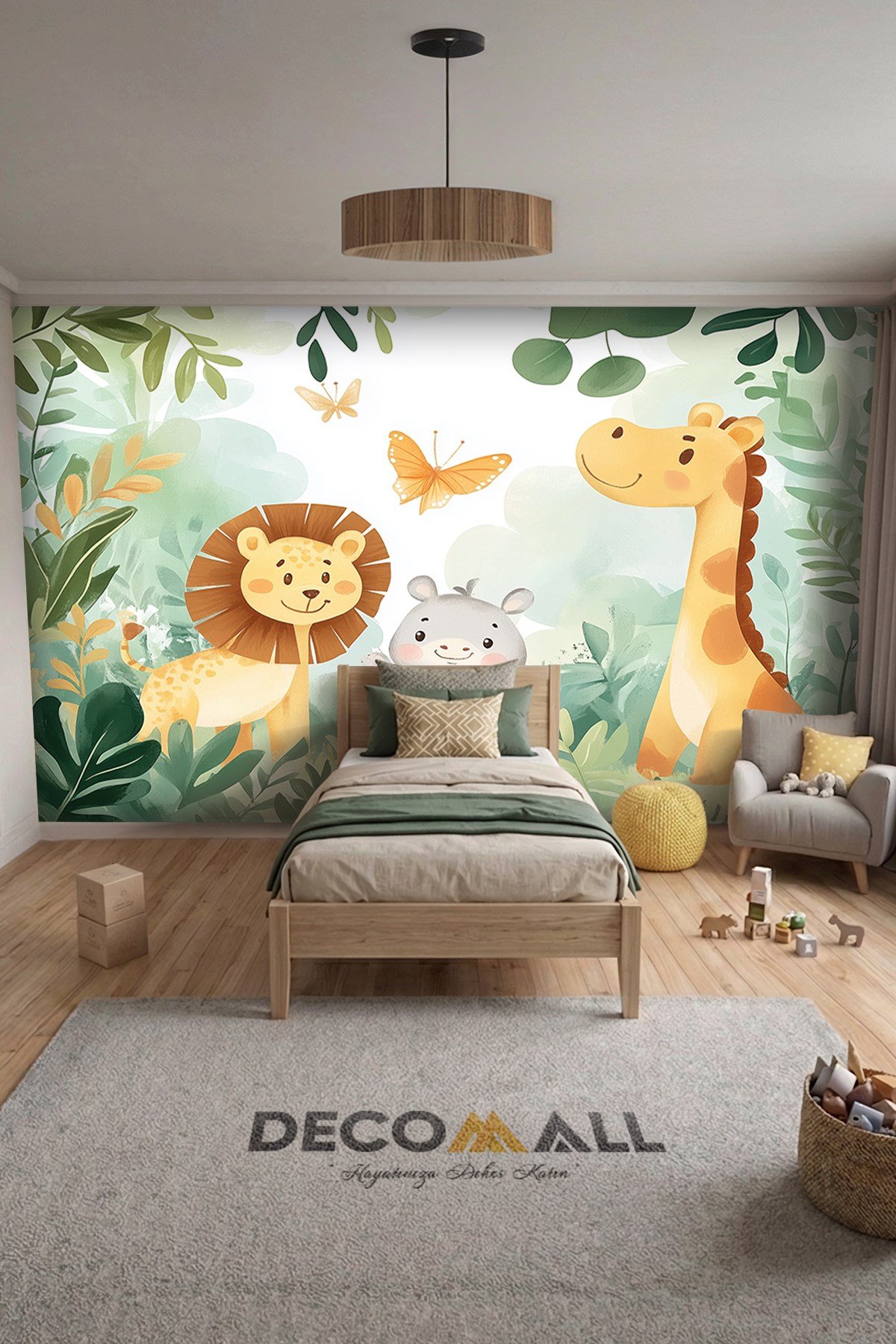 (Kids-35) Çocuk Bekek Genç Odası Tek Parça Duvar Kağıdı Kabartmalı 3D Görünümlü Yapışkan Hediyeli