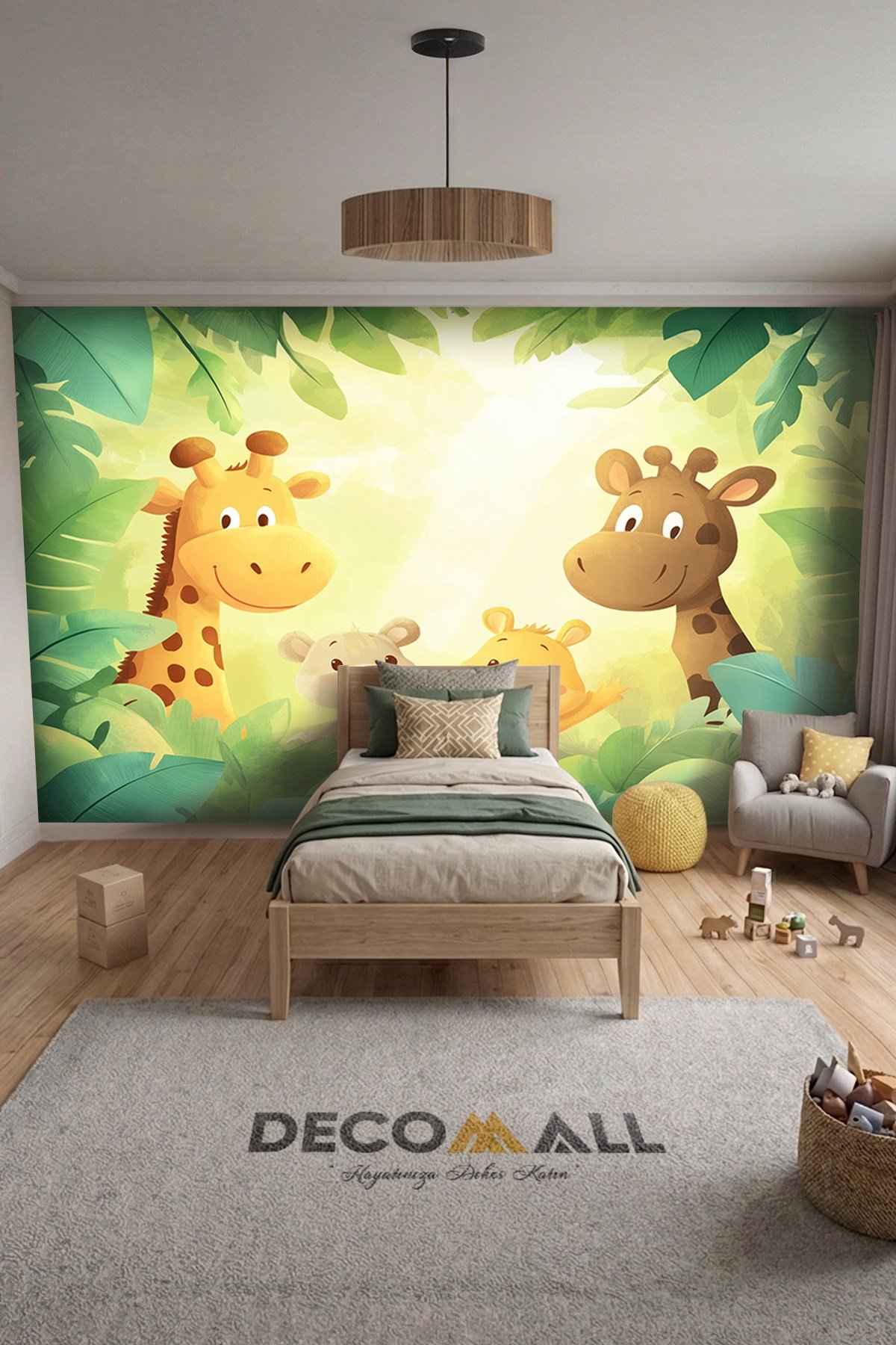 (Kids-36) Çocuk Bekek Genç Odası Tek Parça Duvar Kağıdı Kabartmalı 3D Görünümlü Yapışkan Hediyeli