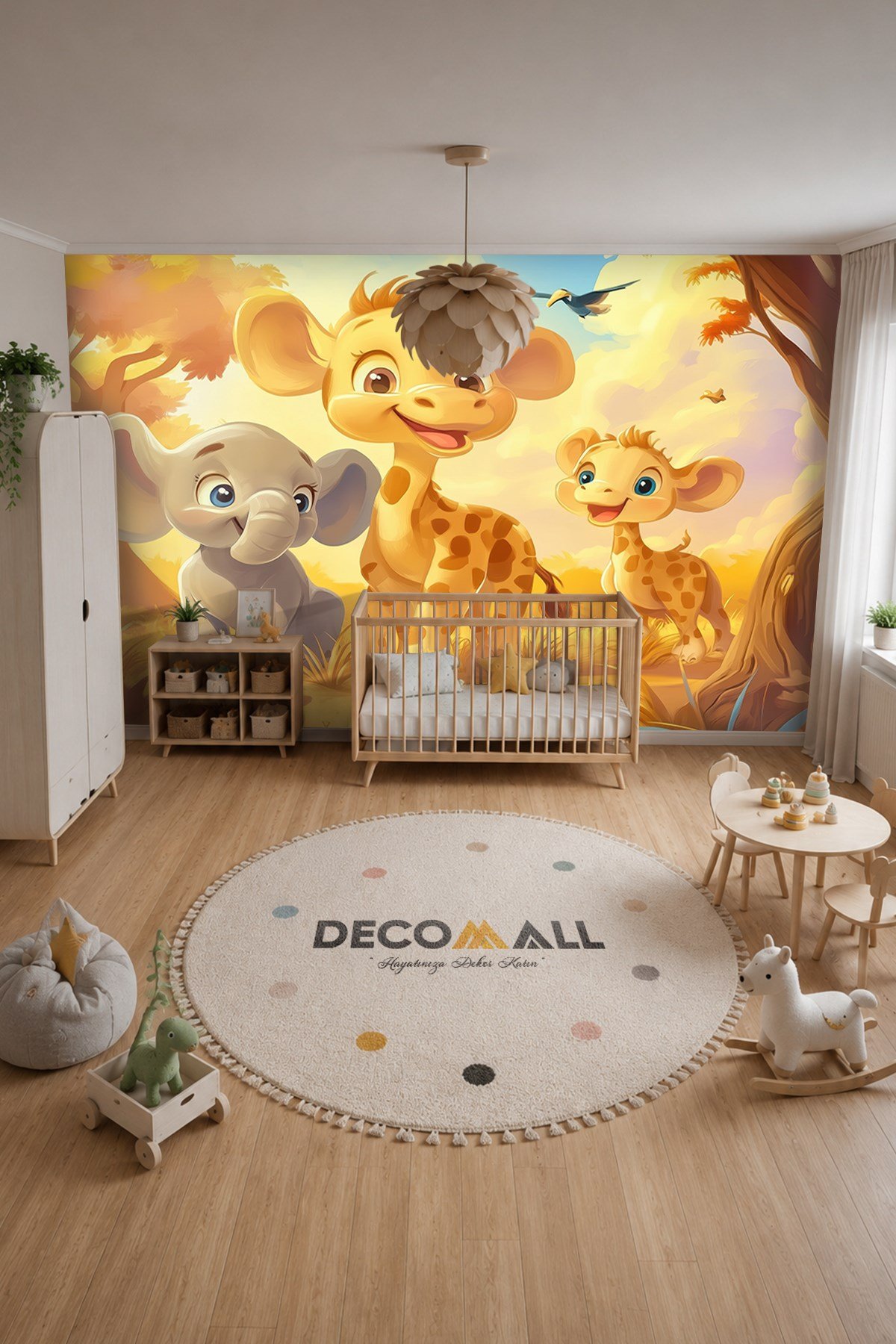 (Kids-37) Çocuk Bekek Genç Odası Tek Parça Duvar Kağıdı Kabartmalı 3D Görünümlü Yapışkan Hediyeli