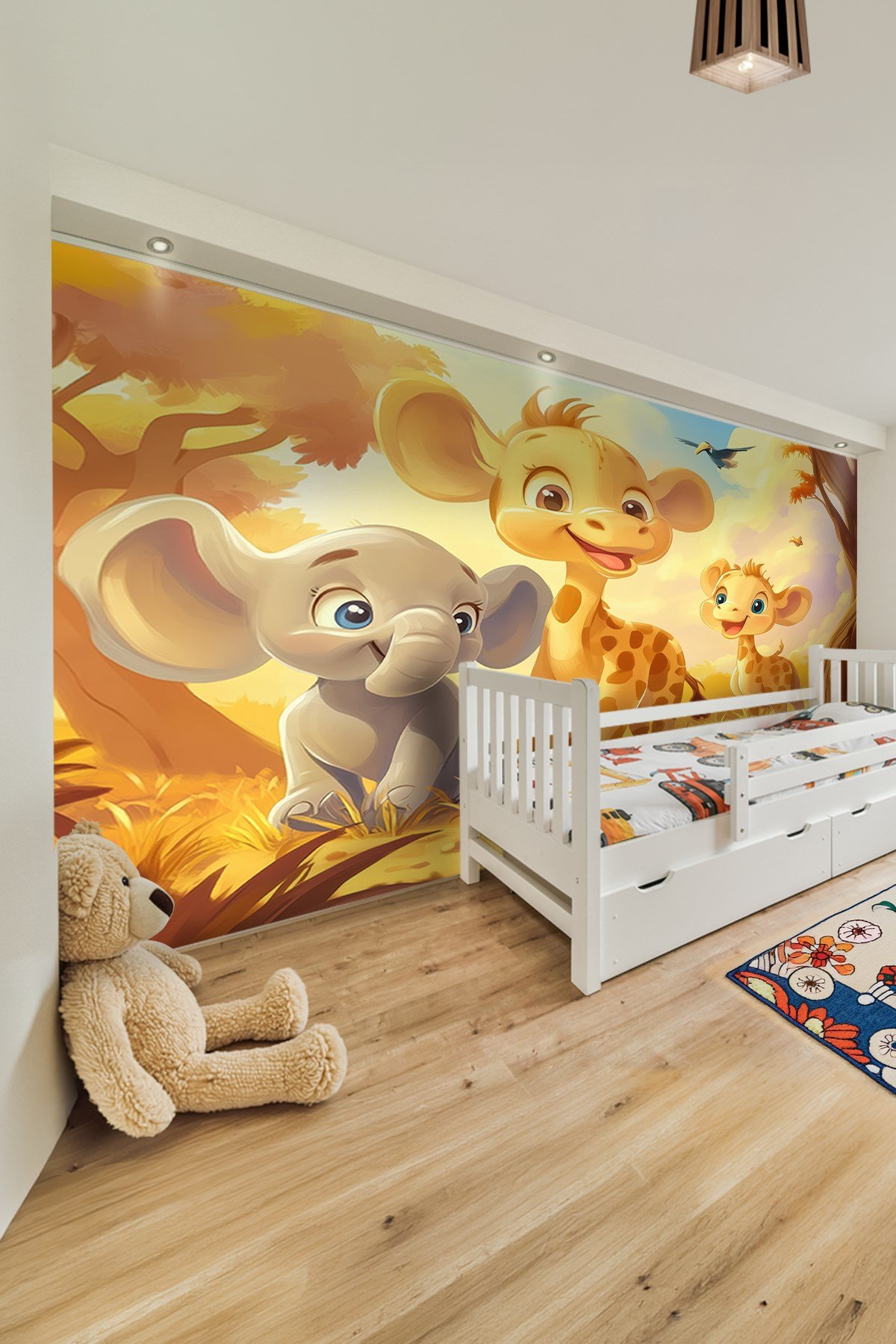 (Kids-37) Çocuk Bekek Genç Odası Tek Parça Duvar Kağıdı Kabartmalı 3D Görünümlü Yapışkan Hediyeli