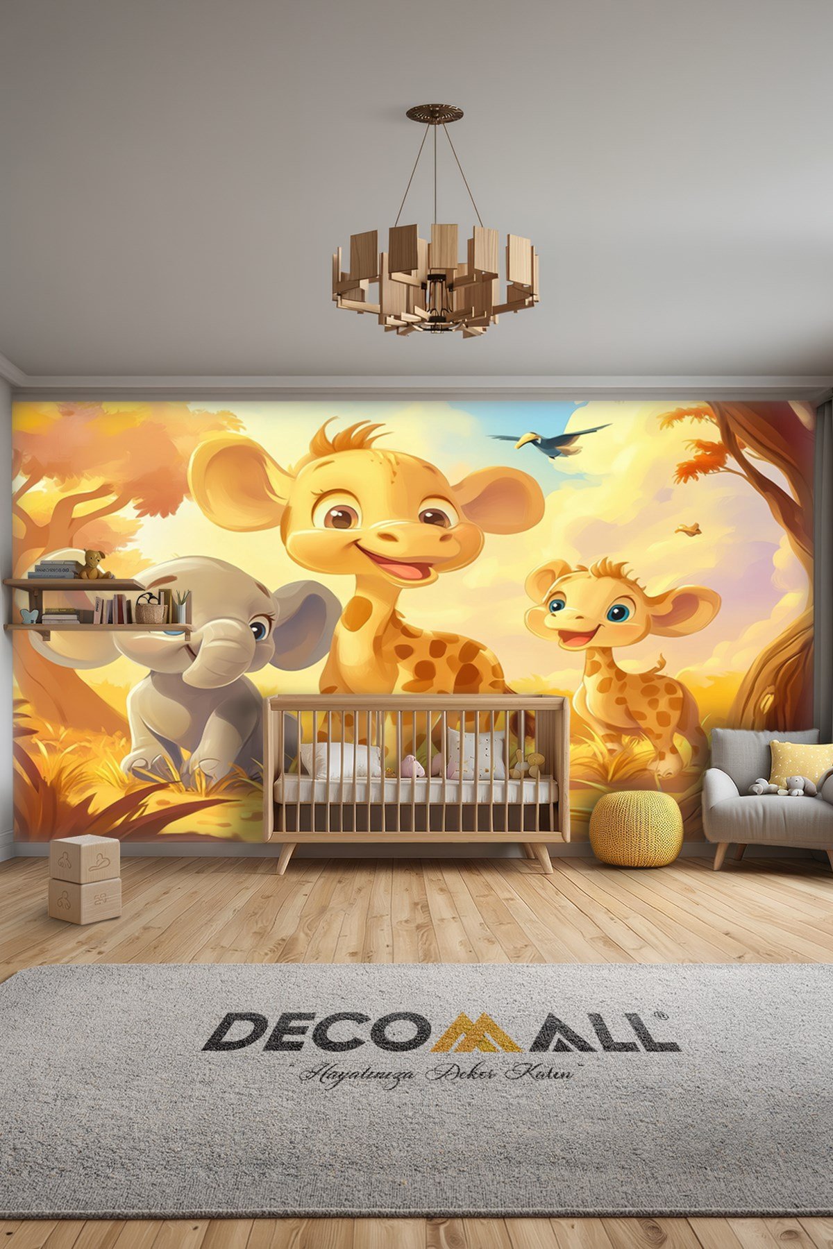 (Kids-37) Çocuk Bekek Genç Odası Tek Parça Duvar Kağıdı Kabartmalı 3D Görünümlü Yapışkan Hediyeli