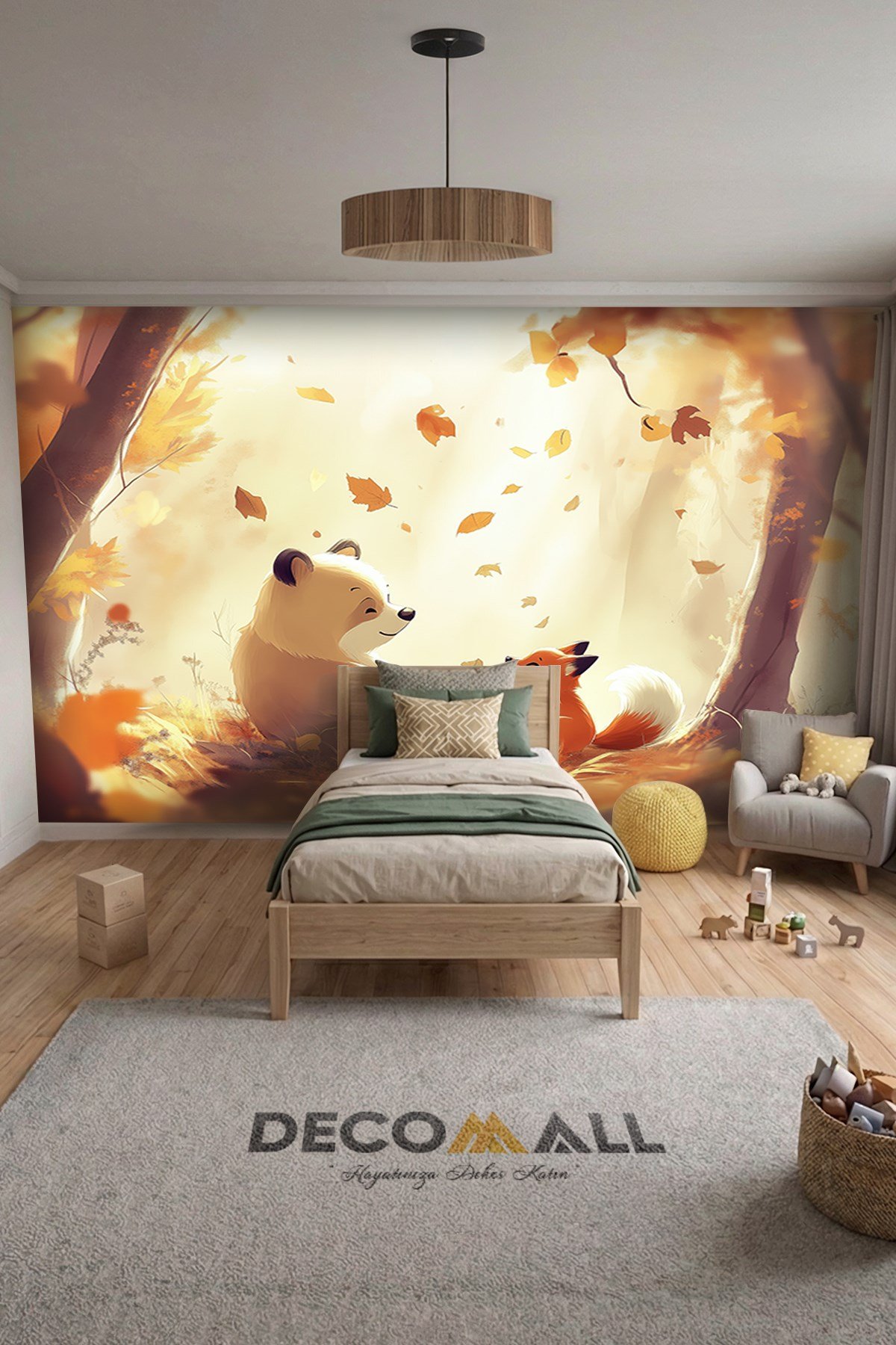 (Kids-39) Çocuk Bekek Genç Odası Tek Parça Duvar Kağıdı Kabartmalı 3D Görünümlü Yapışkan Hediyeli