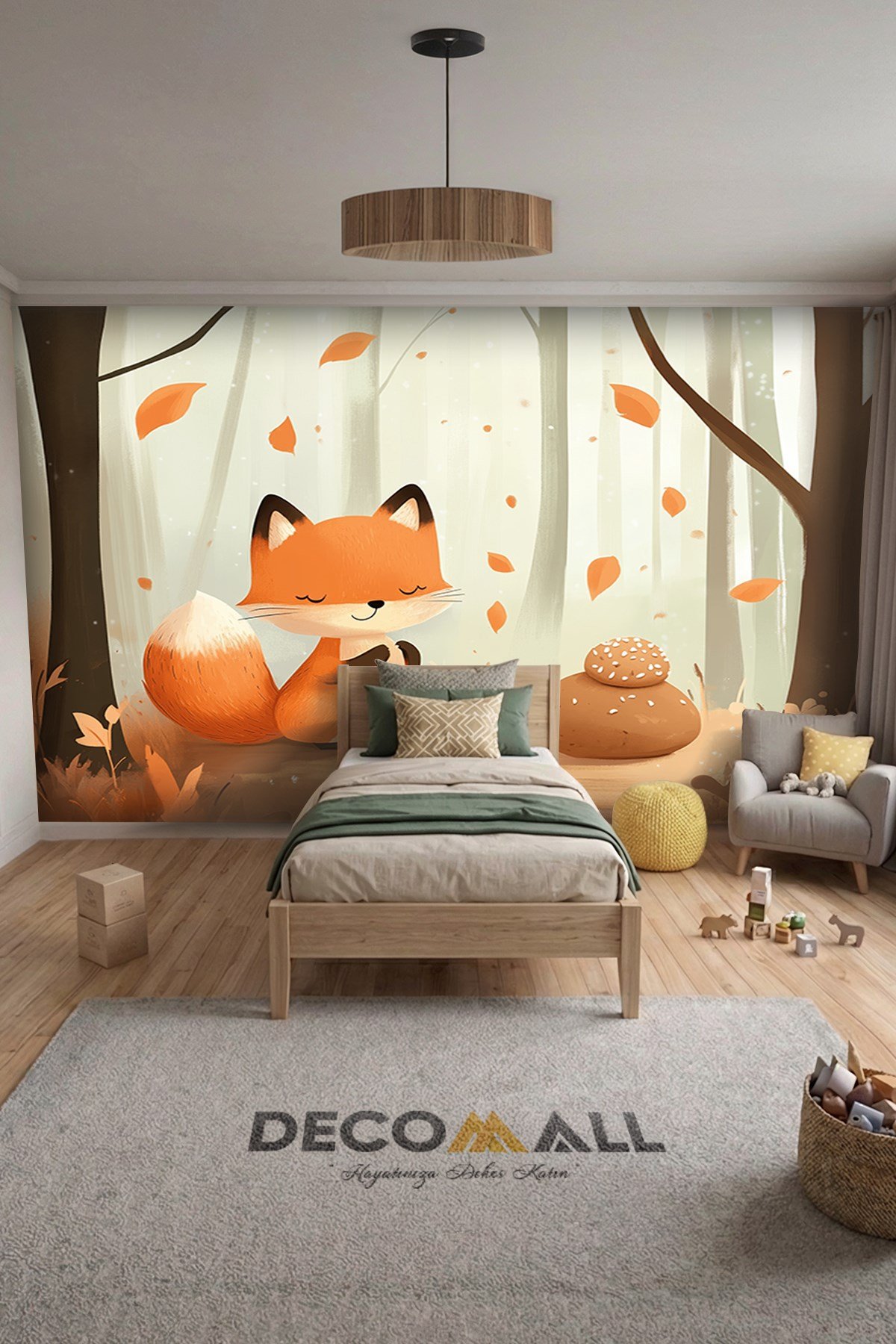 (Kids-40) Çocuk Bekek Genç Odası Tek Parça Duvar Kağıdı Kabartmalı 3D Görünümlü Yapışkan Hediyeli