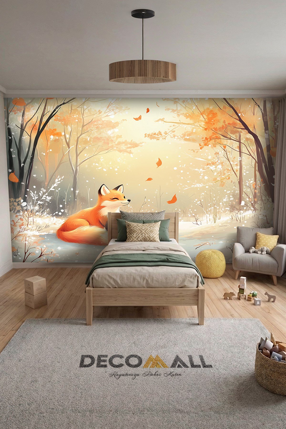 (Kids-44) Çocuk Bekek Genç Odası Tek Parça Duvar Kağıdı Kabartmalı 3D Görünümlü Yapışkan Hediyeli