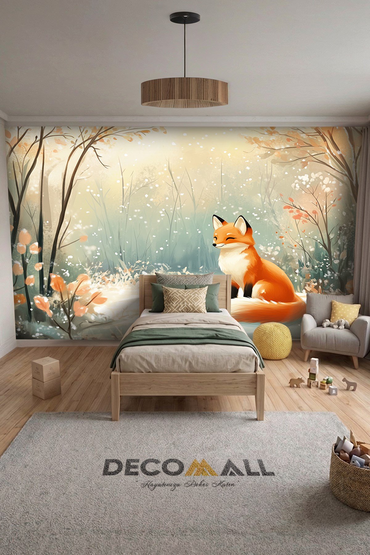 (Kids-45) Çocuk Bekek Genç Odası Tek Parça Duvar Kağıdı Kabartmalı 3D Görünümlü Yapışkan Hediyeli
