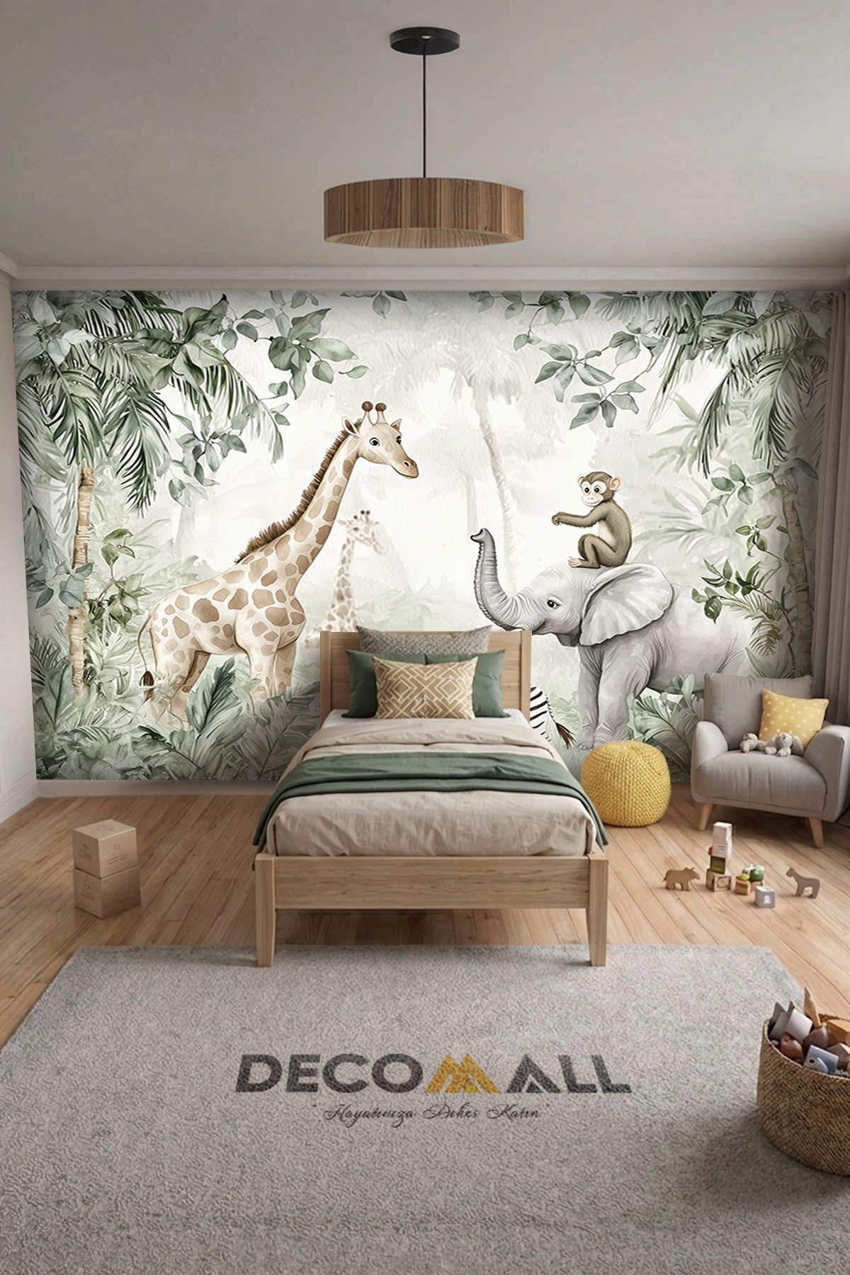 (Kids-5) Çocuk Bekek Genç Odası Tek Parça Duvar Kağıdı Kabartmalı 3D Görünümlü Yapışkan Hediyeli