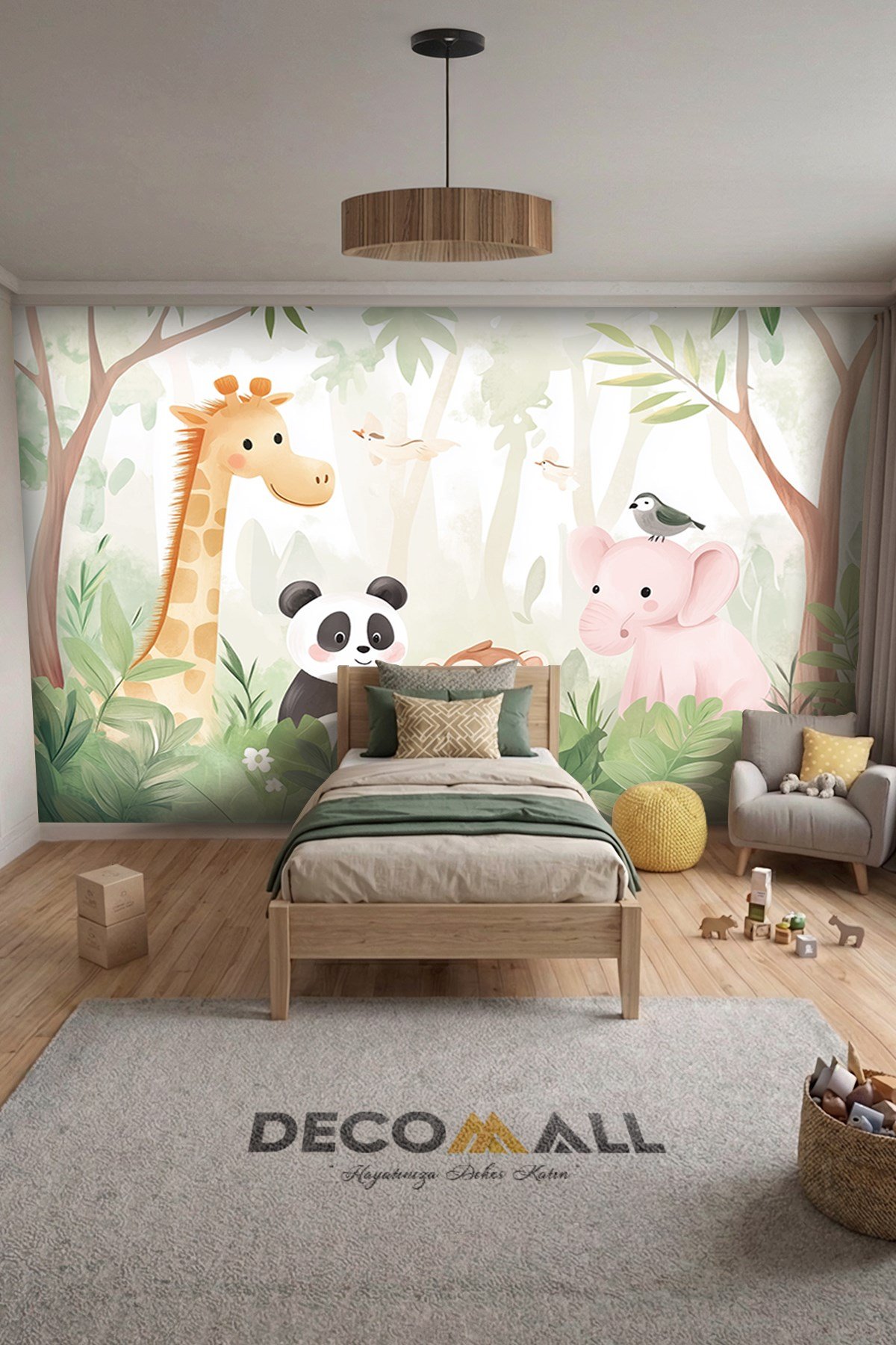 (Kids-8) Çocuk Bekek Genç Odası Tek Parça Duvar Kağıdı Kabartmalı 3D Görünümlü Yapışkan Hediyeli