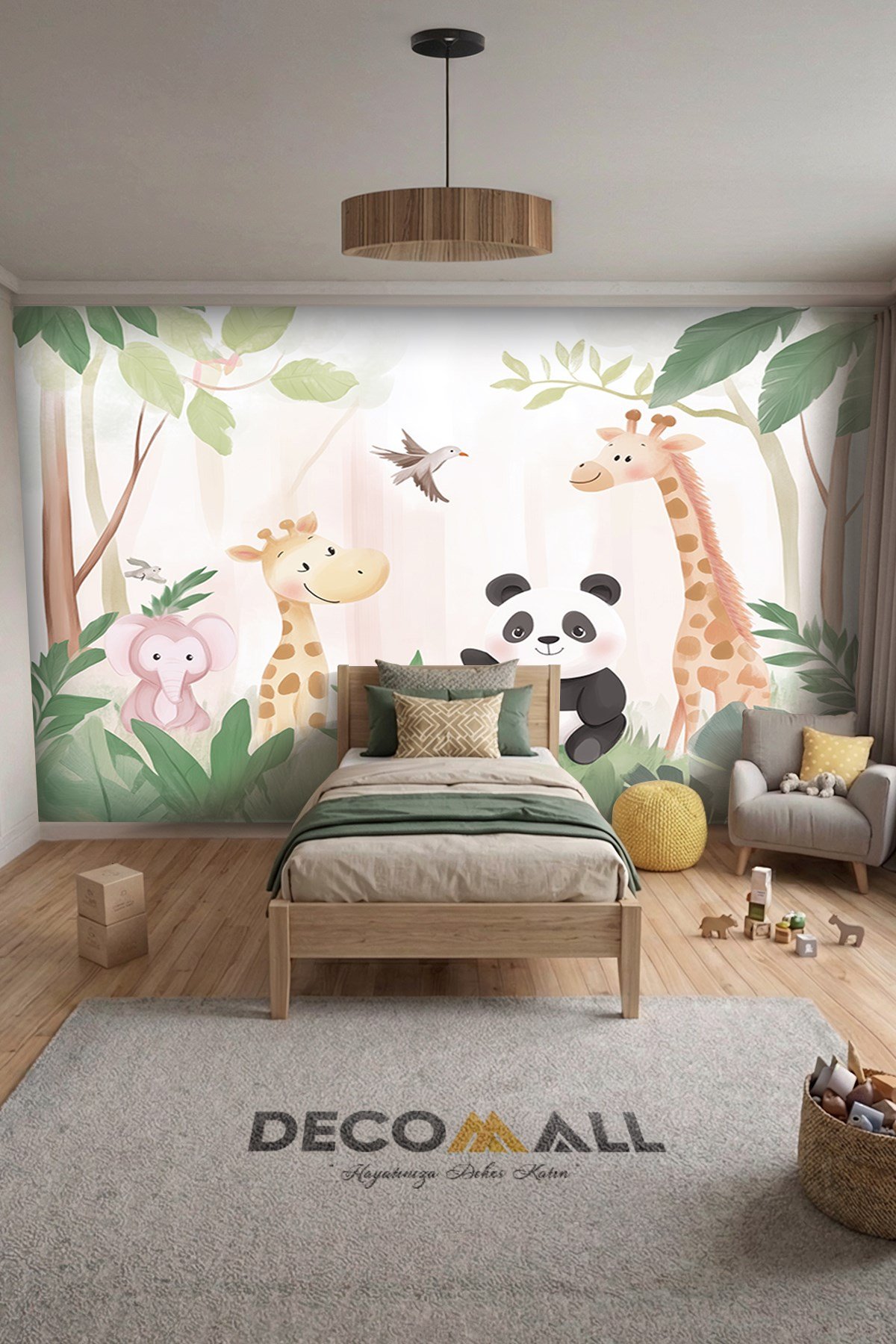 (Kids-9) Çocuk Bekek Genç Odası Tek Parça Duvar Kağıdı Kabartmalı 3D Görünümlü Yapışkan Hediyeli