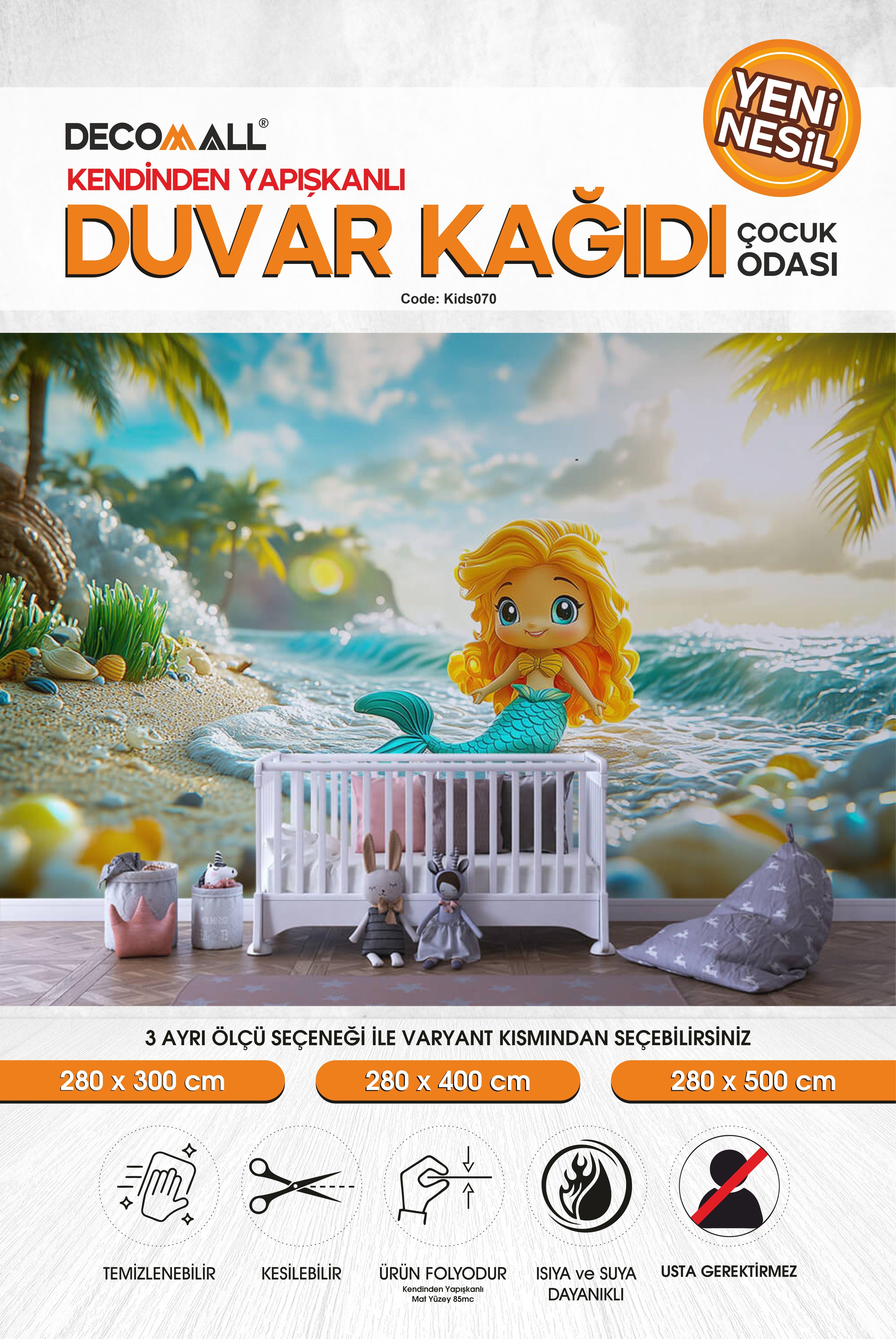 kids070 Yeni Nesil Kendinden Yapışkanlı Çocuk Odası Duvar Kağıdı Duvar Posteri Yapışkanlı 