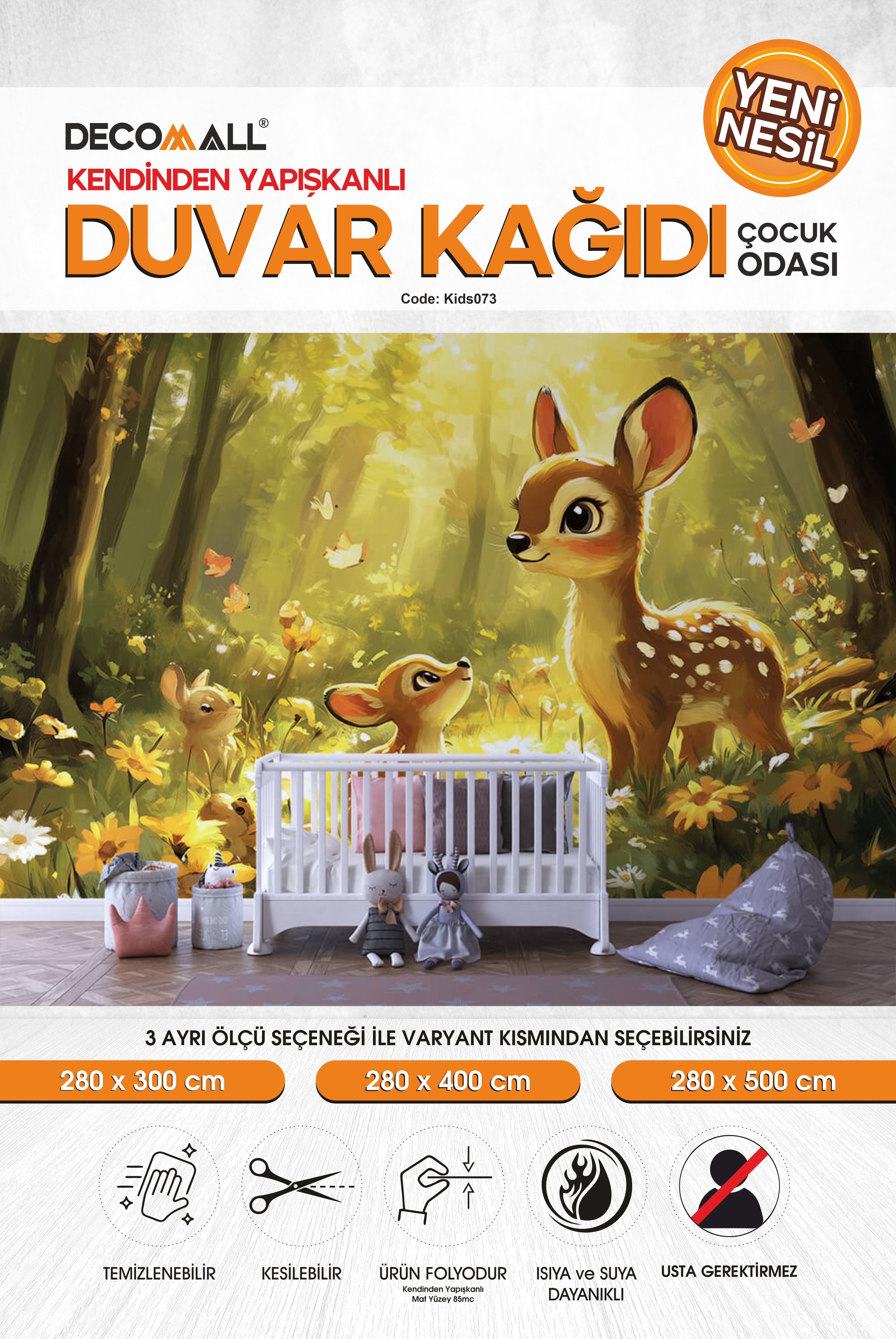 kids073 Yeni Nesil Kendinden Yapışkanlı Çocuk Odası Duvar Kağıdı Duvar Posteri Yapışkanlı 