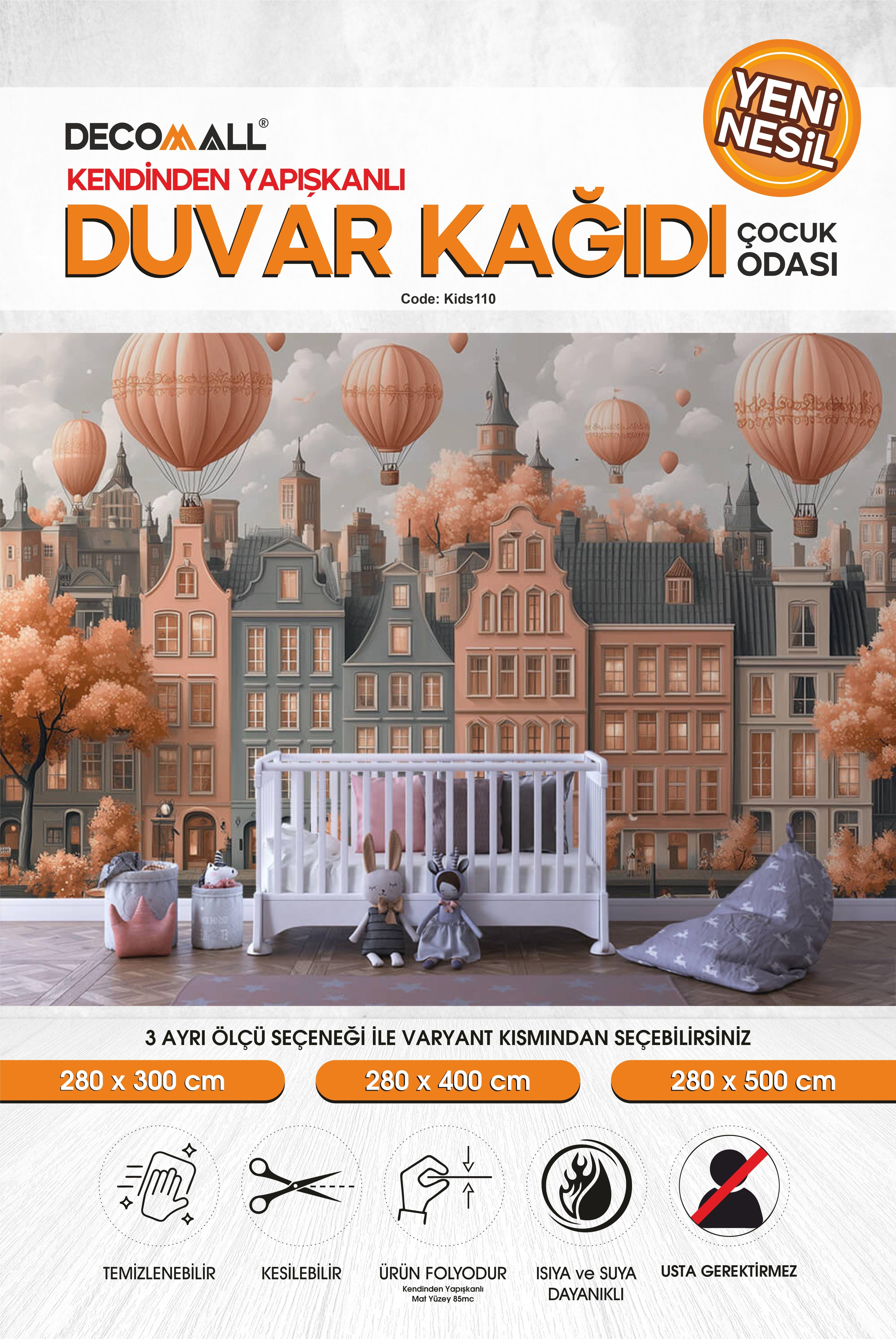kids110 Yeni Nesil Kendinden Yapışkanlı Çocuk Odası Duvar Kağıdı Duvar Posteri Yapışkanlı 