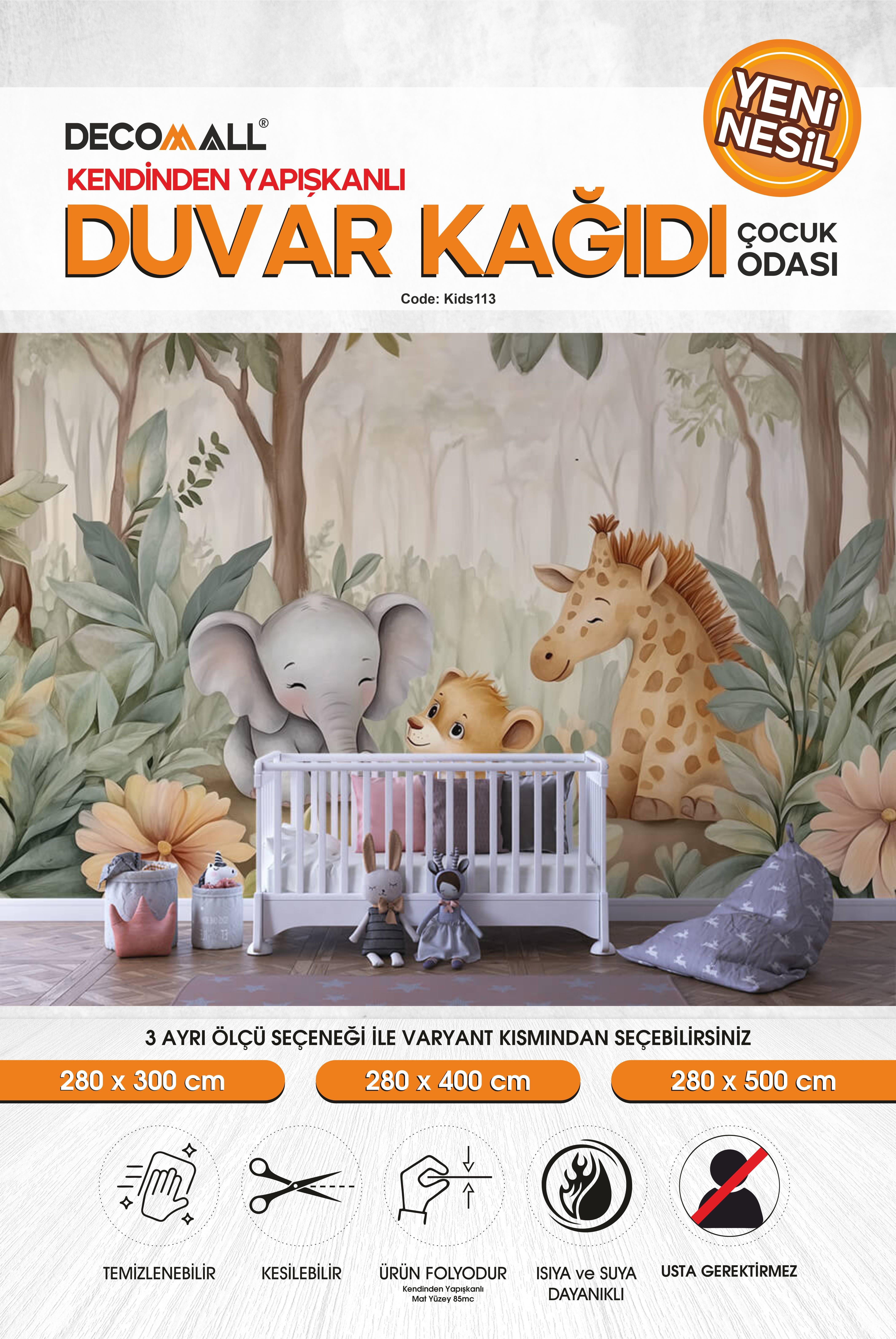 kids113 Yeni Nesil Kendinden Yapışkanlı Çocuk Odası Duvar Kağıdı Duvar Posteri Yapışkanlı 