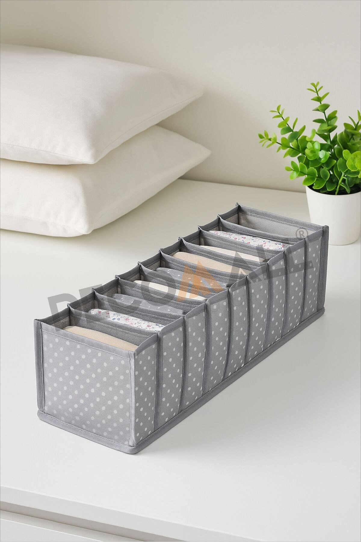 (M Beden) 1 Adet 11 Gözlü Gri Benekli Çekmece Içi Düzenleyici Organizer Çok Amaçlı 42 X 14 X 14 Cm