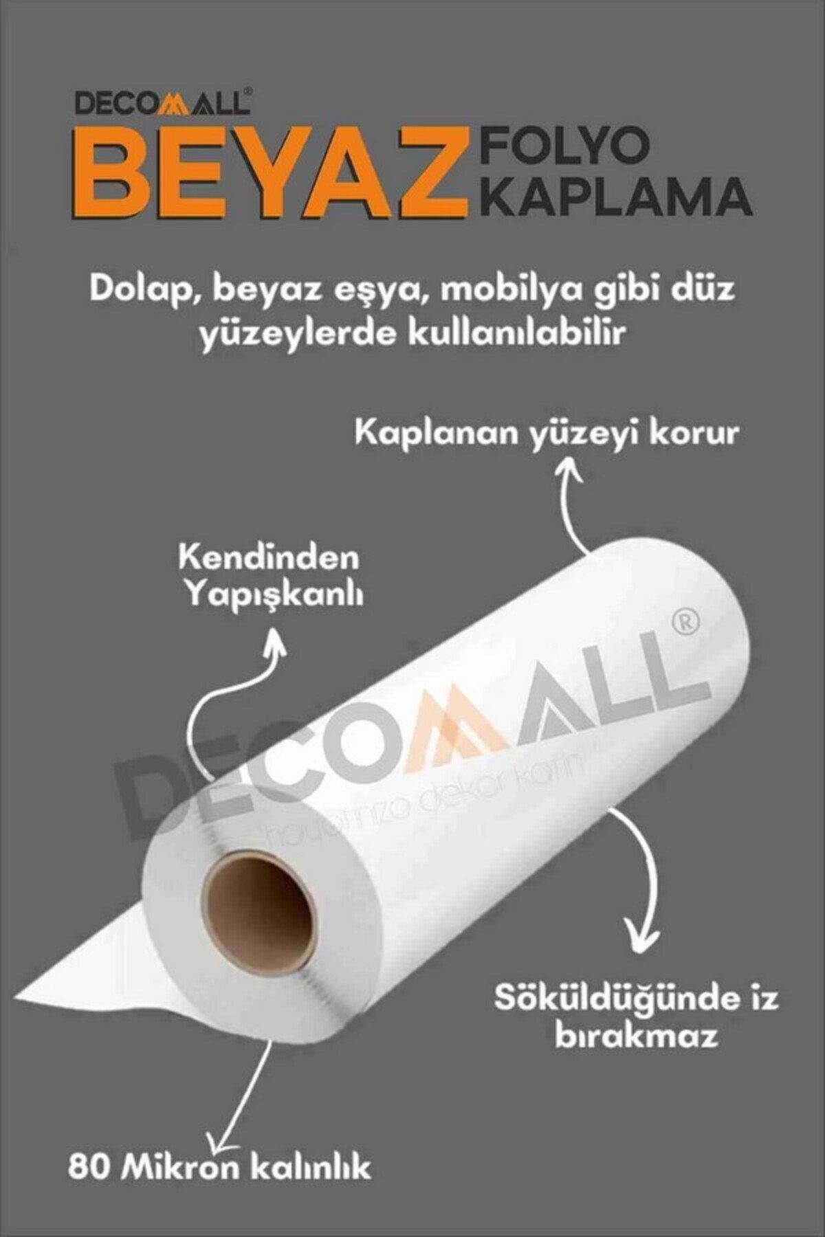 MAT BEYAZ Renk Mobilya ve Dolap Kaplama Folyosu Kendinden Yapışkanlı