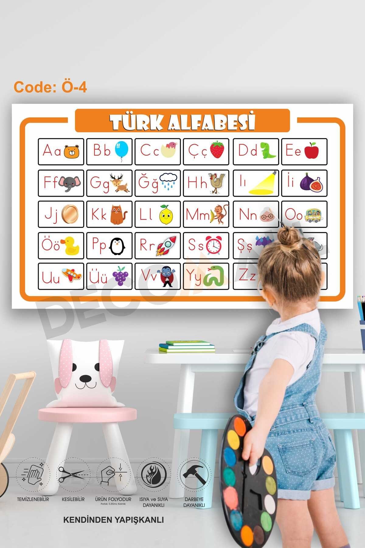 Ö-4 Renkli Alfabe Eğitici Ve Öğretici Çocuk Odası Duvar Sticker Kendinden Yapışkanlı