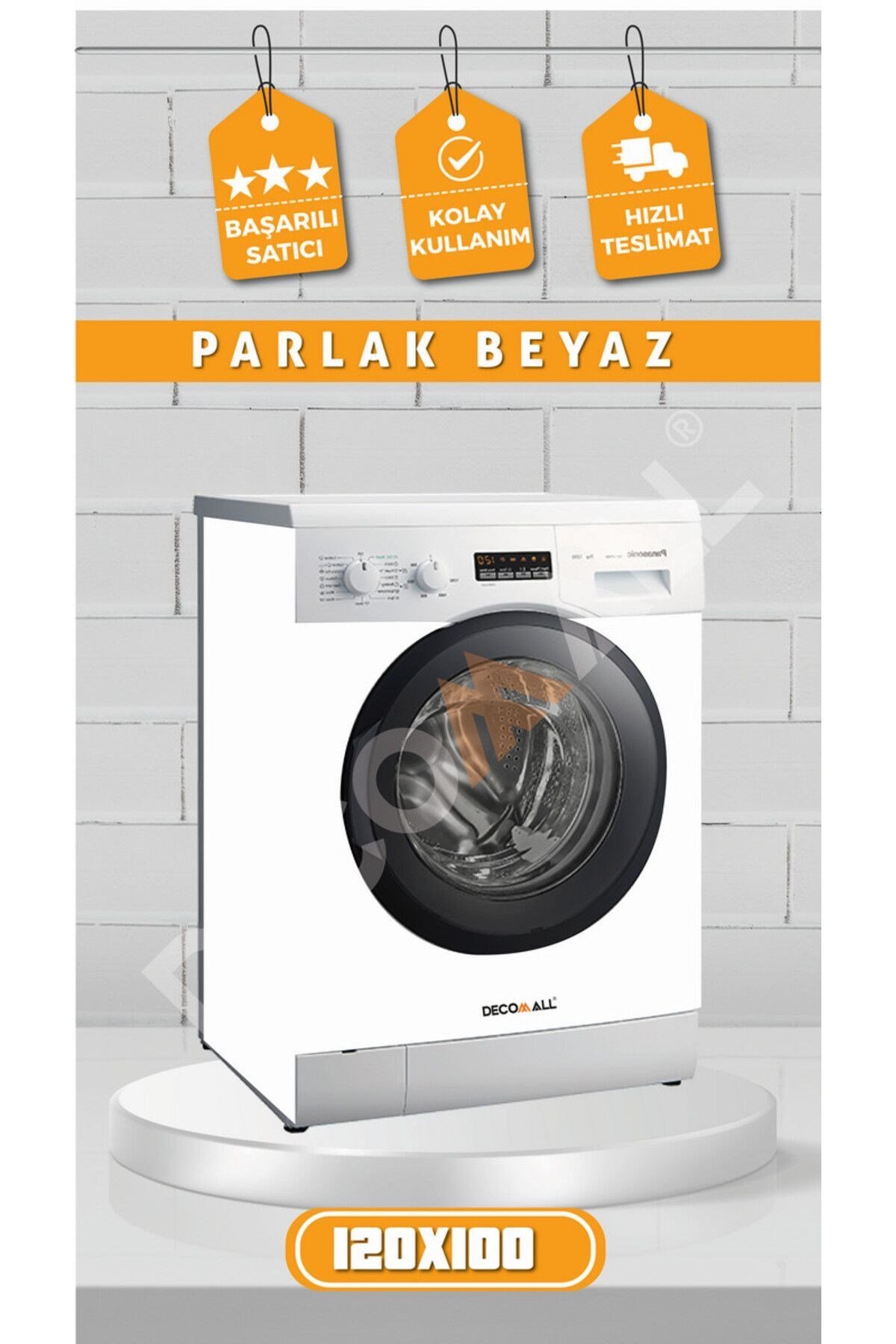 PARLAK BEYAZ Buzdolabı Beyaz Eşya Zemin Dolap Fayans Kaplama Kendinden Yapışkanlı Folyo (200x100cm)