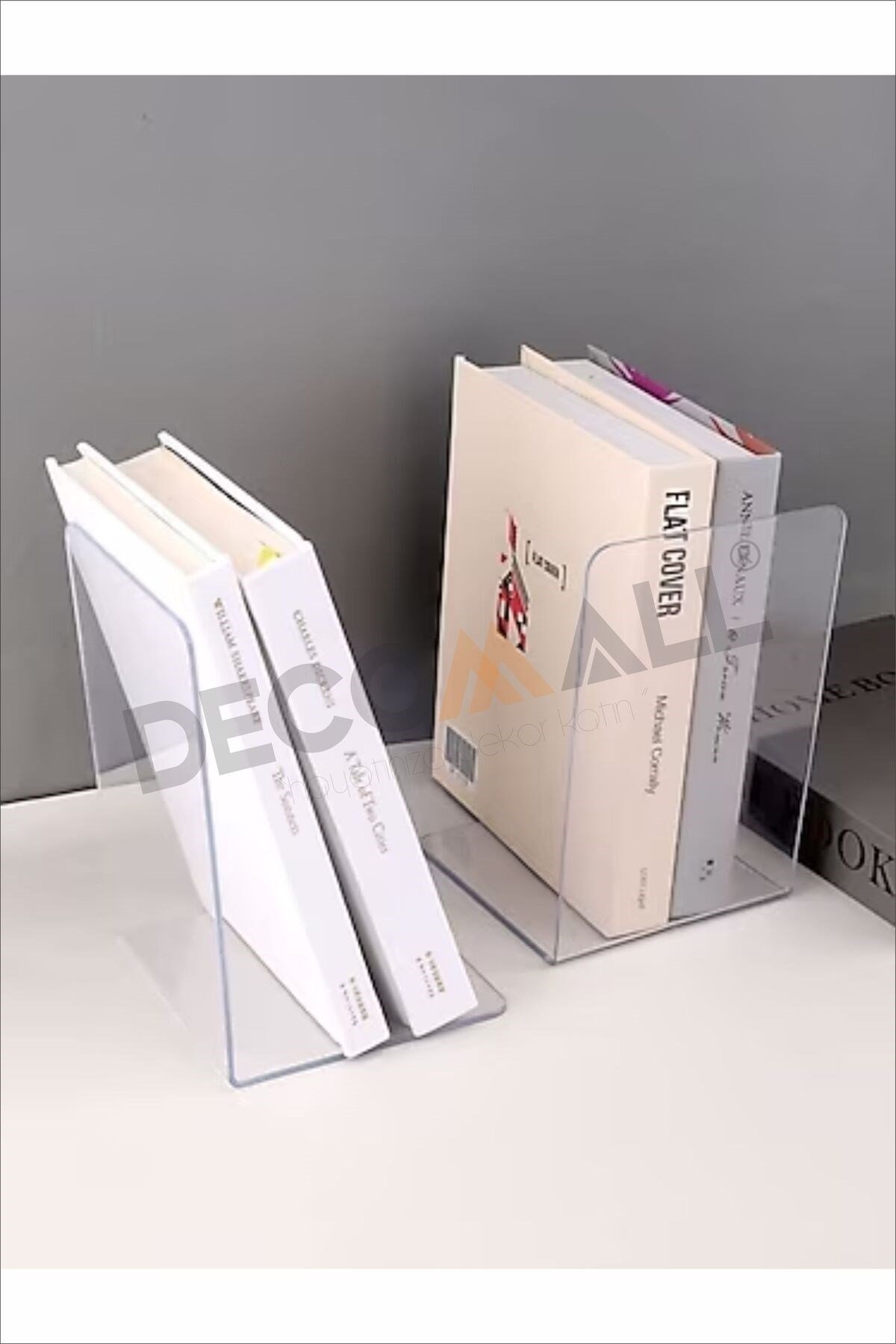 Pleksi Modern Kitap Tutucu Kitap Desteği  Ev Ve Ofis Dekoratif Aksesuar( 2 Li Set)