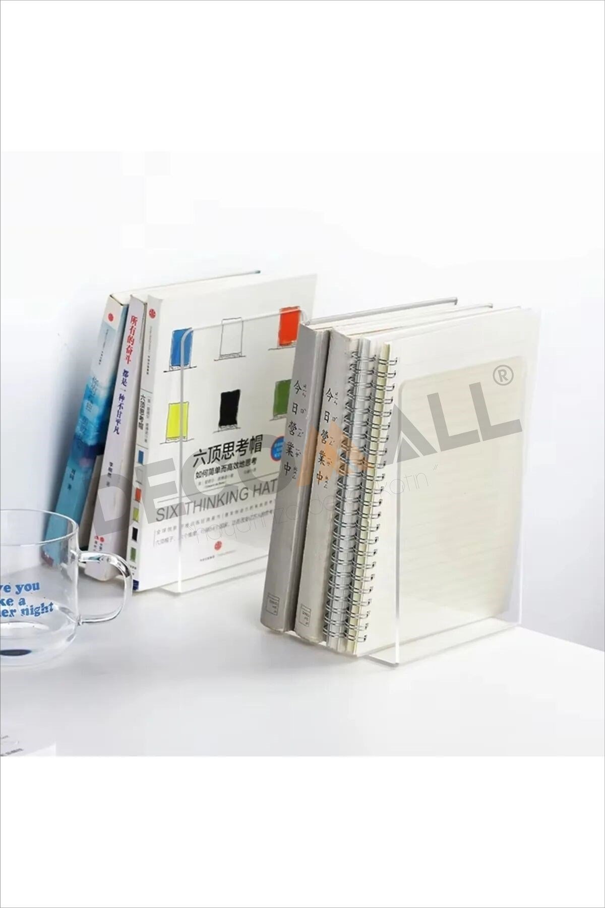 Pleksi Modern Kitap Tutucu Kitap Desteği  Ev Ve Ofis Dekoratif Aksesuar( 2 Li Set)