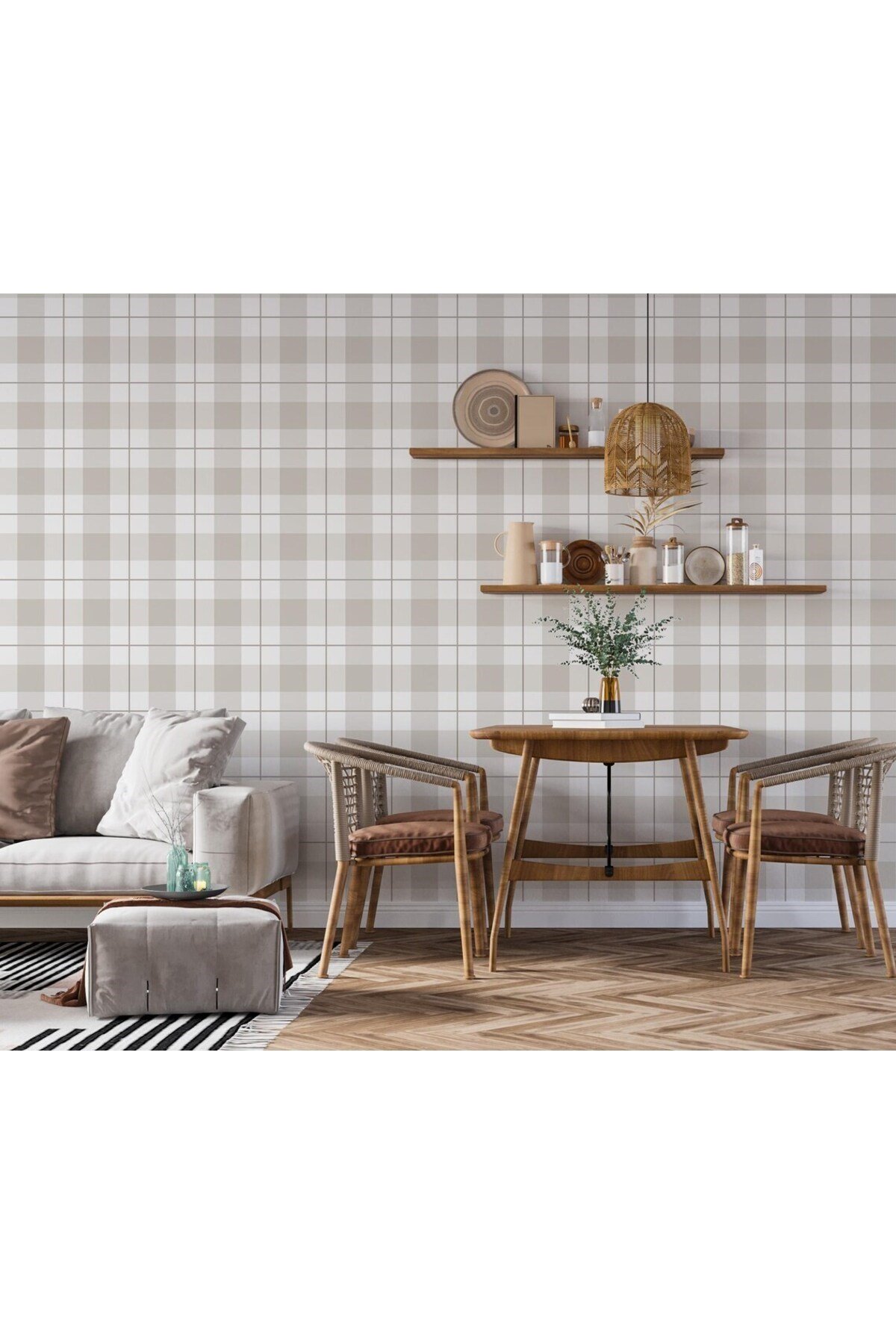 (PP-134) Kemerli Çizgili Yarım Duvar Sticker – Bebek Çocuk Odası Kendinden Yapışkanlı Duvar Kaplama