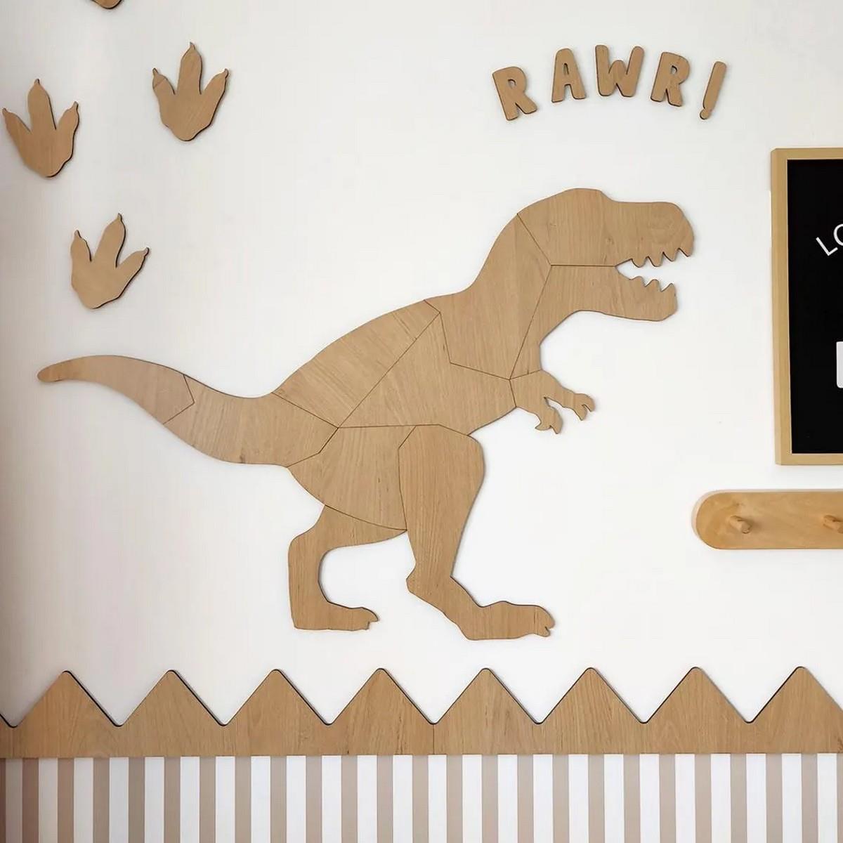 (PP-31) Bebek ve Çocuk Odası Ahşap Dinazor Duvar Dekoru – Hayvan Temalı | 3 mm Kabartmalı
