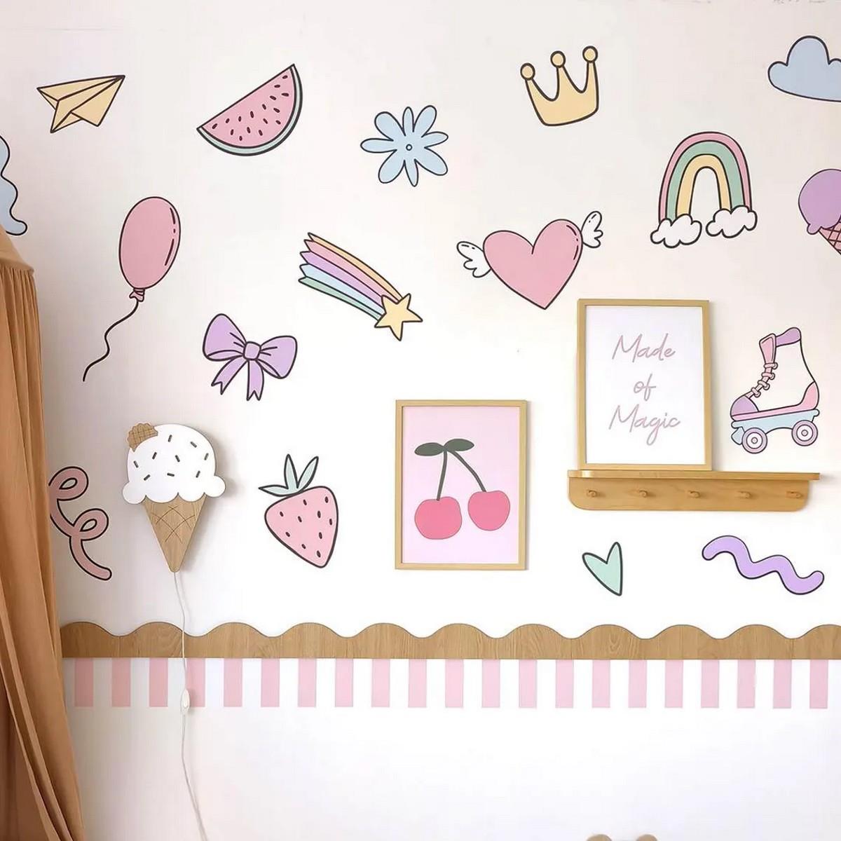 (PP-37) Bebek ve Çocuk Odası Duvar Stickerı | Kendinden Yapışkanlı Folyo Duvar Dekoru Sticker