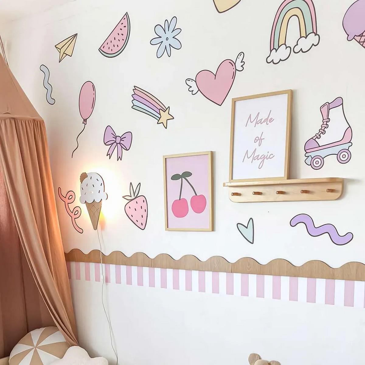 (PP-37) Bebek ve Çocuk Odası Duvar Stickerı | Kendinden Yapışkanlı Folyo Duvar Dekoru Sticker