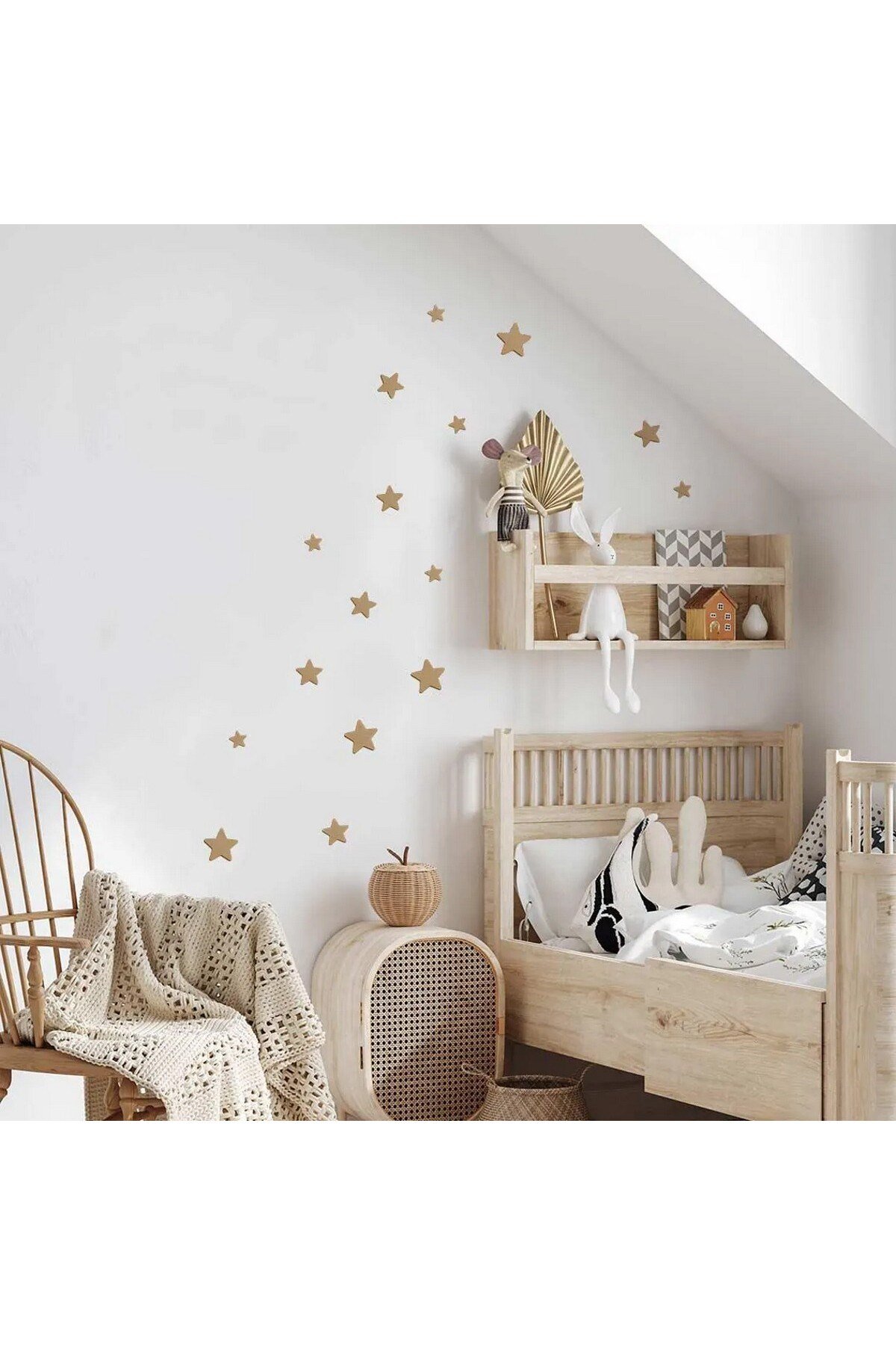 (PP-58) Bebek ve Çocuk Odası Ahşap Yıldız Duvar Dekoru – 3 mm Kabartmalı Yıldız Ahşap Tablo