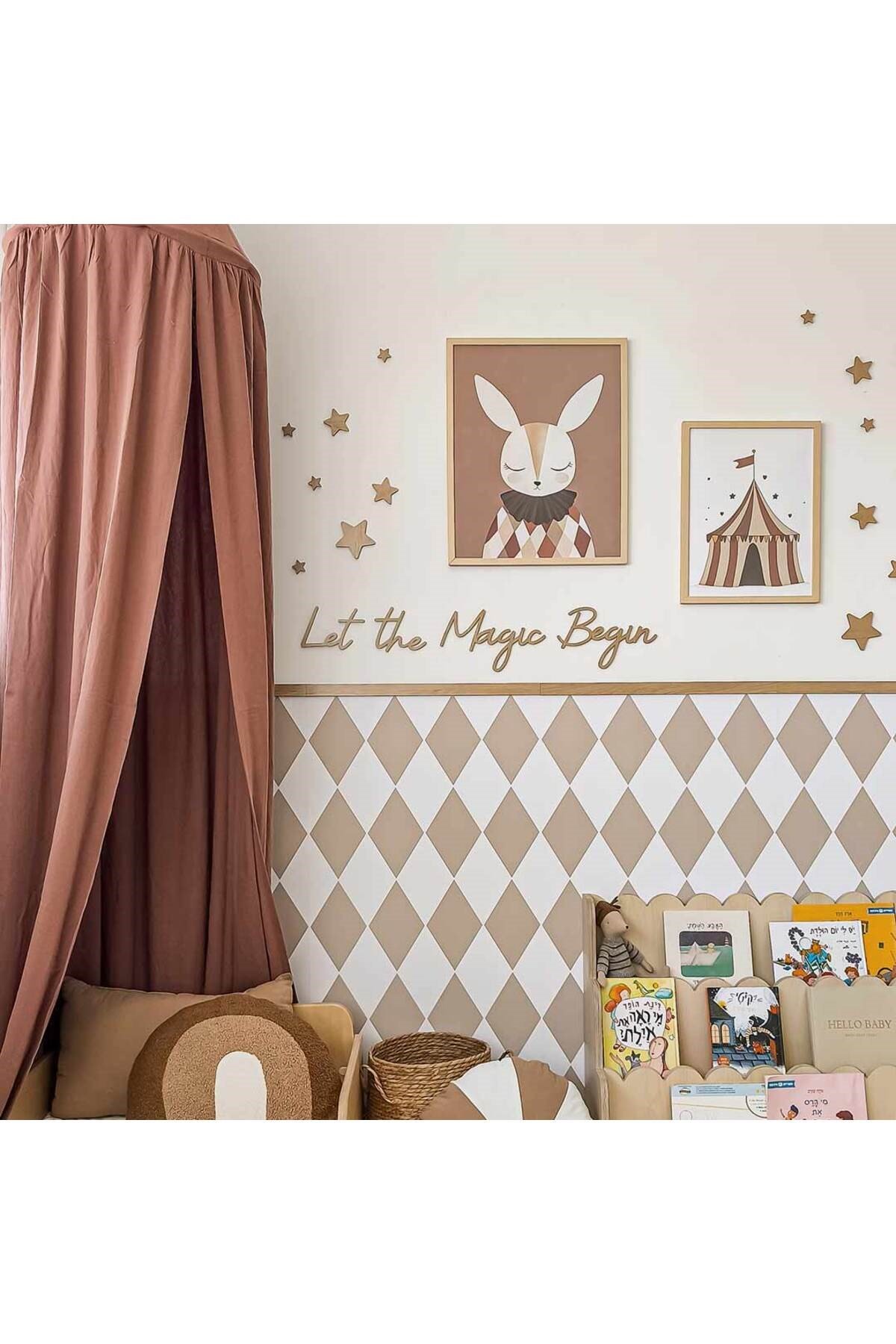 (PP-68) Kemerli Çizgili Yarım Duvar Sticker – Bebek & Çocuk Odası Kendinden Yapışkanlı Duvar Dekoru