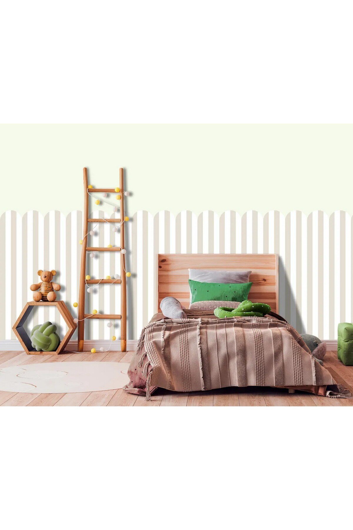 (PP-70) Kemerli Çizgili Yarım Duvar Sticker – Bebek & Çocuk Odası Kendinden Yapışkanlı Duvar Dekoru