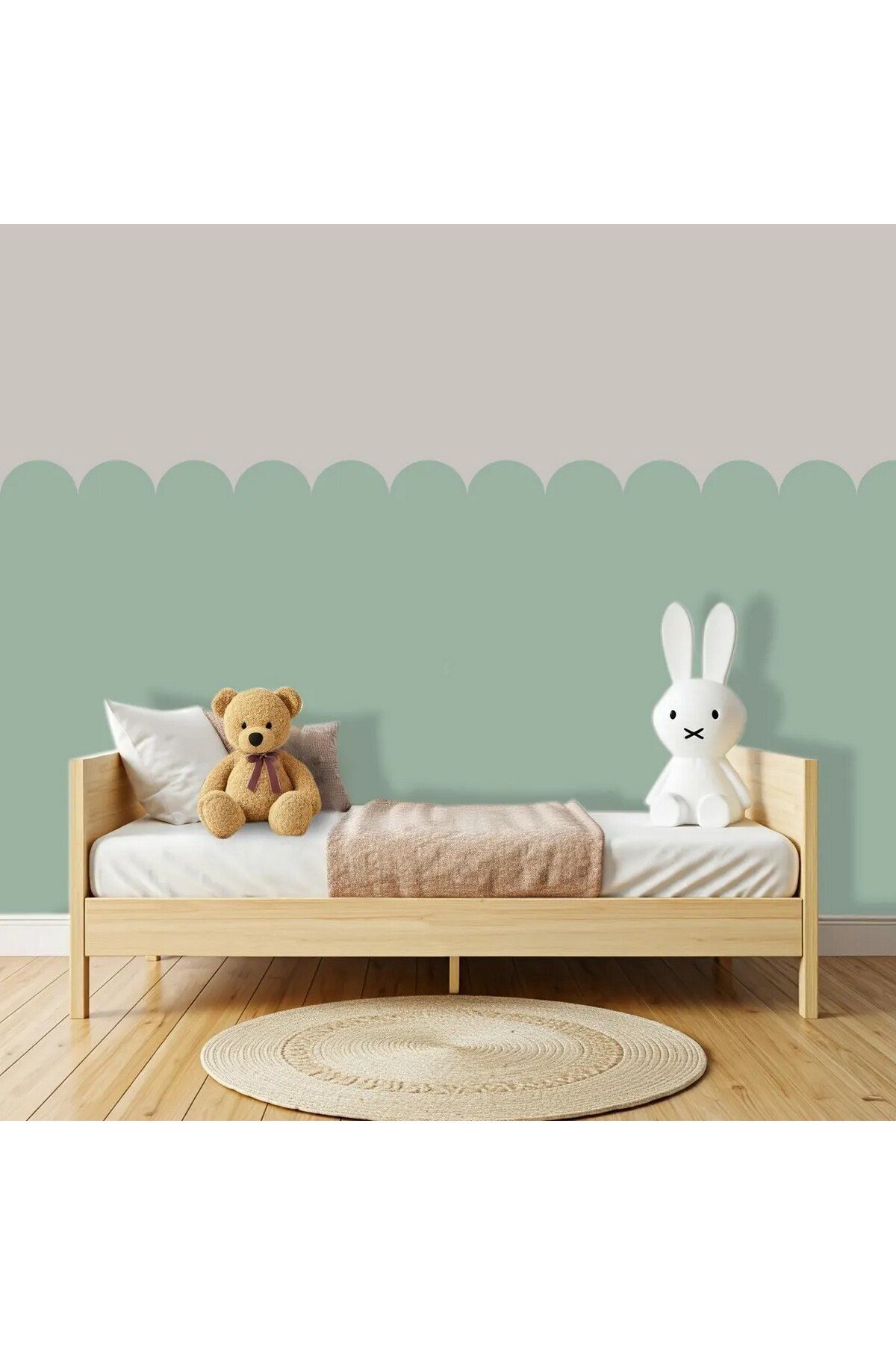 PP-76 Kemerli Çizgili Yarım Duvar Sticker – Bebek & Çocuk Odası Kendinden Yapışkanlı Duvar Dekoru