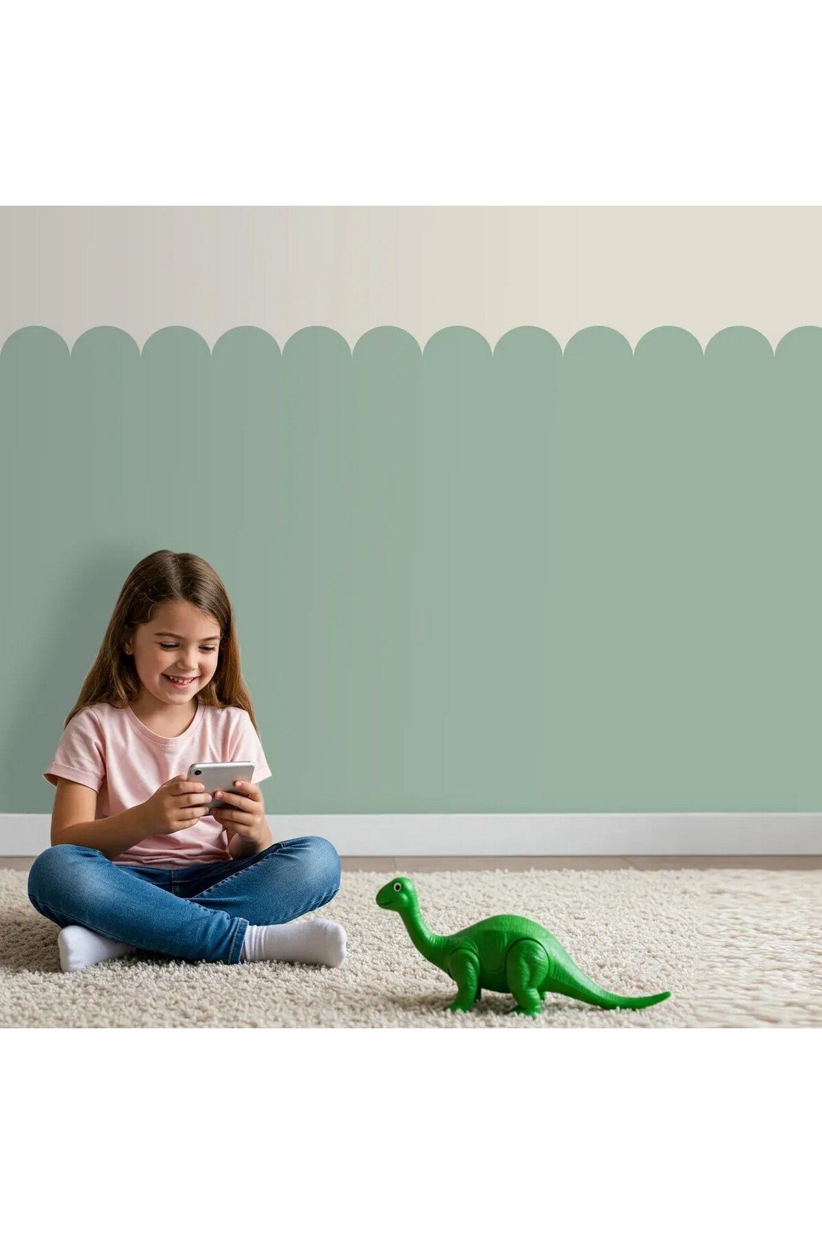 PP-76 Kemerli Çizgili Yarım Duvar Sticker – Bebek & Çocuk Odası Kendinden Yapışkanlı Duvar Dekoru
