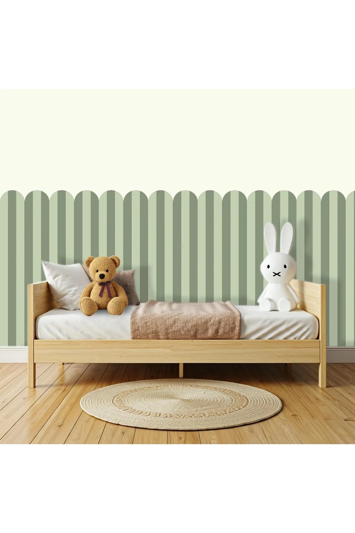 PP-80 Kemerli Çizgili Yarım Duvar Sticker – Bebek & Çocuk Odası Kendinden Yapışkanlı Duvar Dekoru