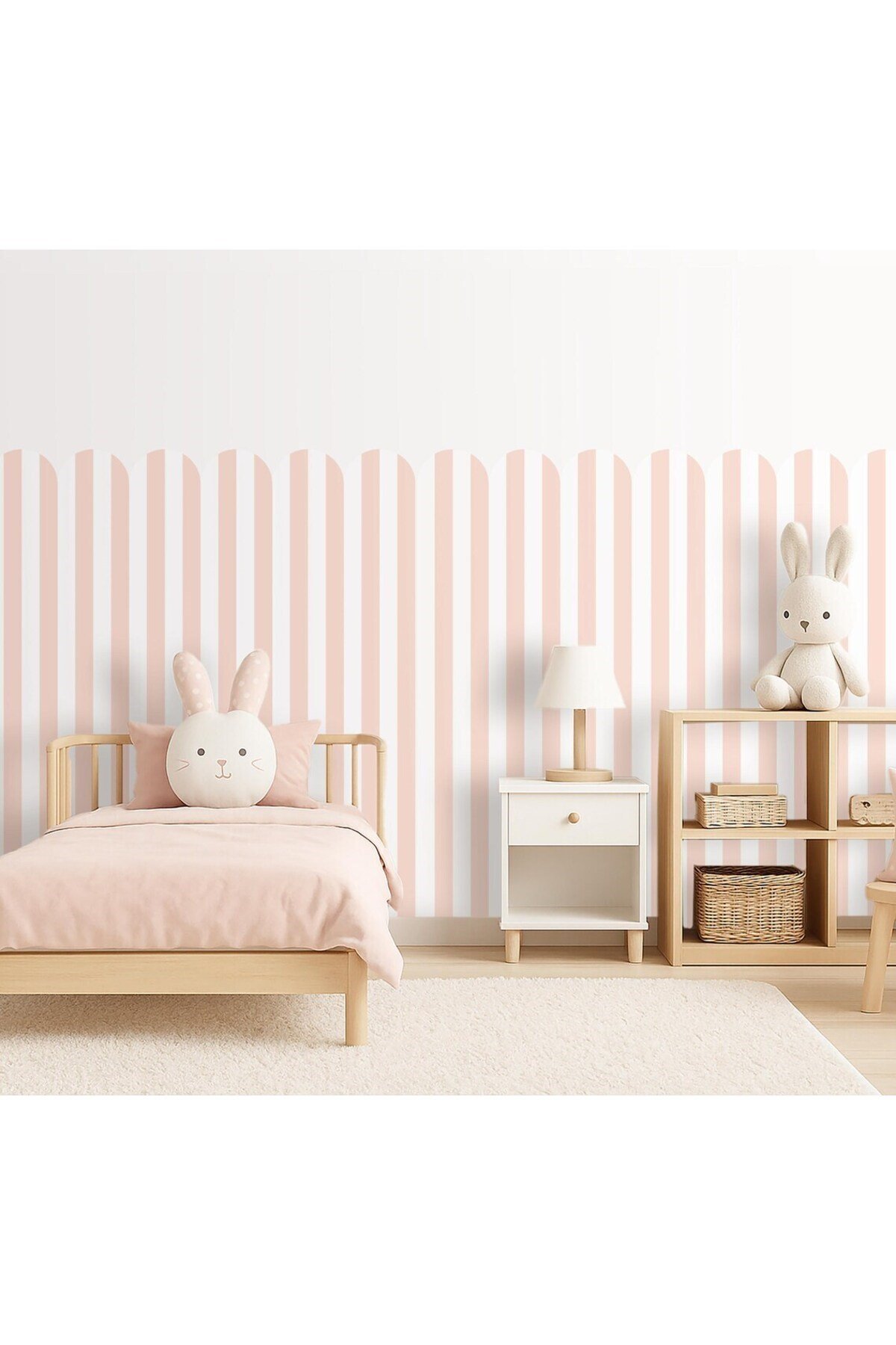 PP-82 Kemerli Çizgili Yarım Duvar Sticker – Bebek & Çocuk Odası Kendinden Yapışkanlı Duvar Dekoru