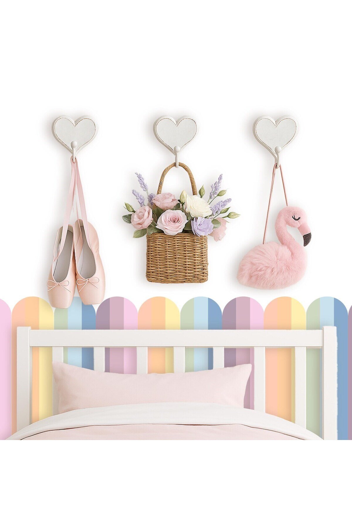 PP-83 Kemerli Çizgili Yarım Duvar Sticker – Bebek & Çocuk Odası Kendinden Yapışkanlı Duvar Dekoru