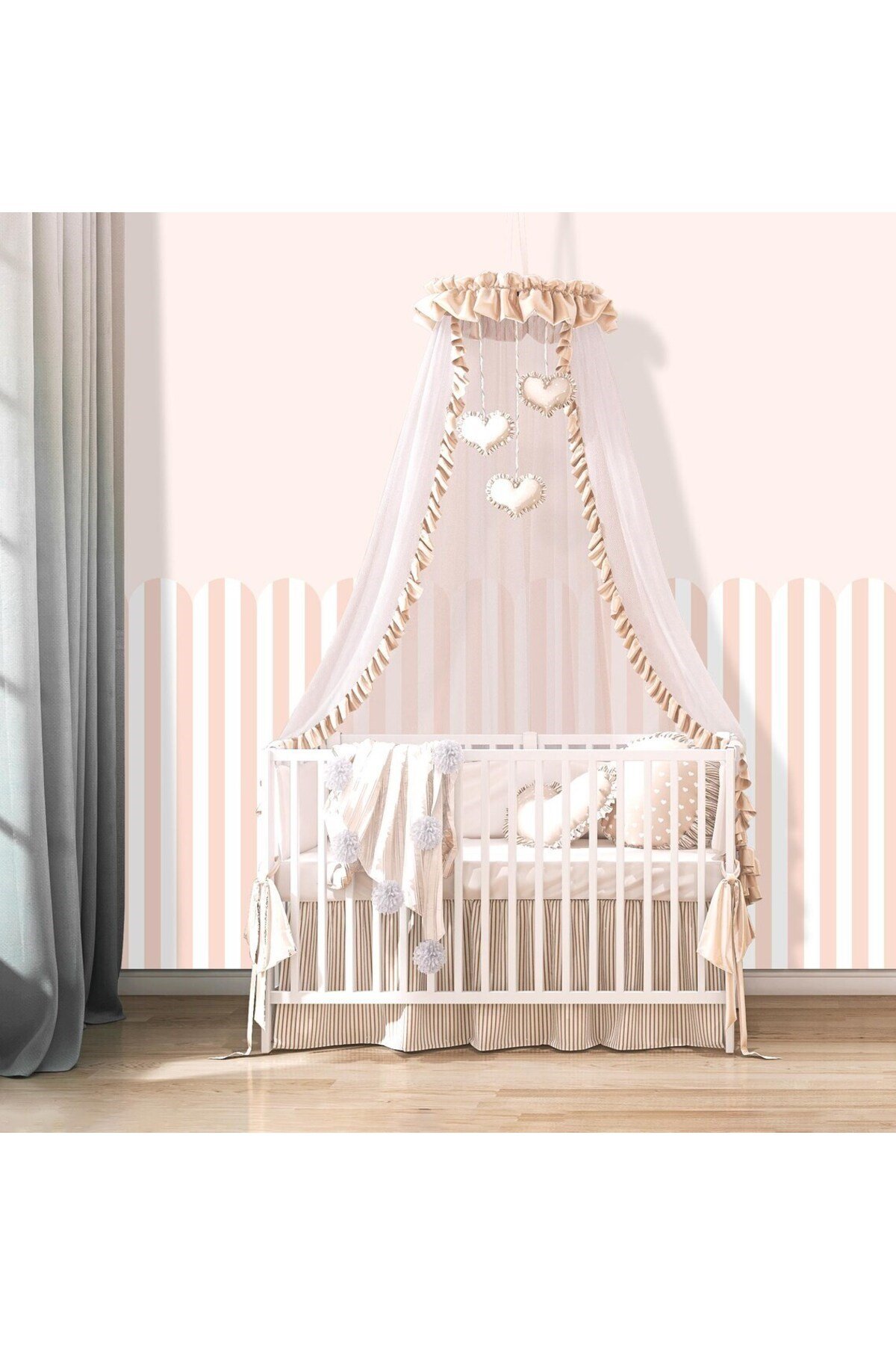 PP-85 Kemerli Çizgili Yarım Duvar Sticker – Bebek & Çocuk Odası Kendinden Yapışkanlı Duvar Dekoru