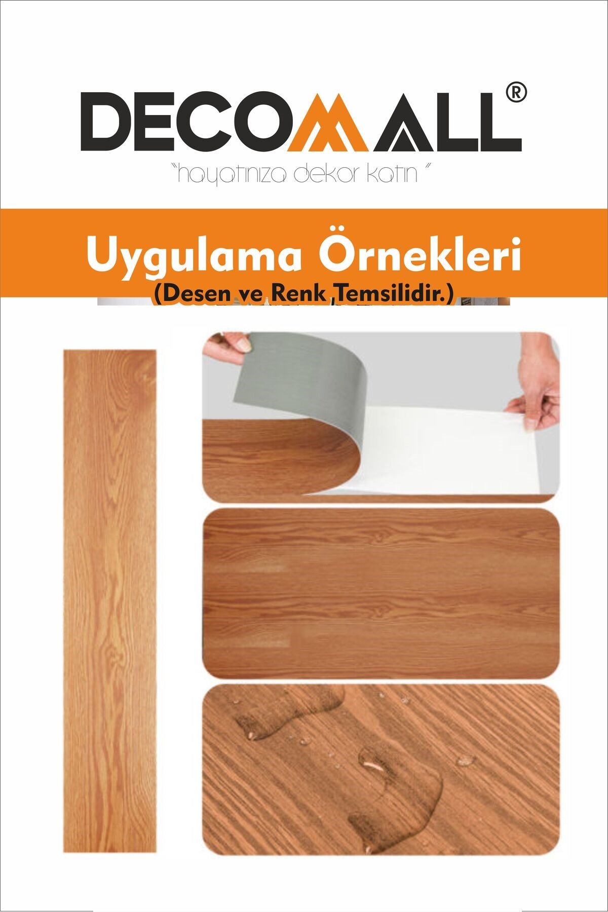 PR-3 KENDİNDEN YAPIŞKANLI FOLYO 4Adet PARKE ZEMİN DUVAR FAYANS KAPLAMA SUYA DAYANIKLI LAMİNASYONLU