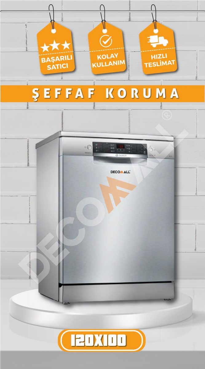 ŞEFFAF Buzdolabı Beyaz Eşya Zemin Dolap Fayans Kaplama Kendinden Yapışkanlı Folyo (200x100cm)
