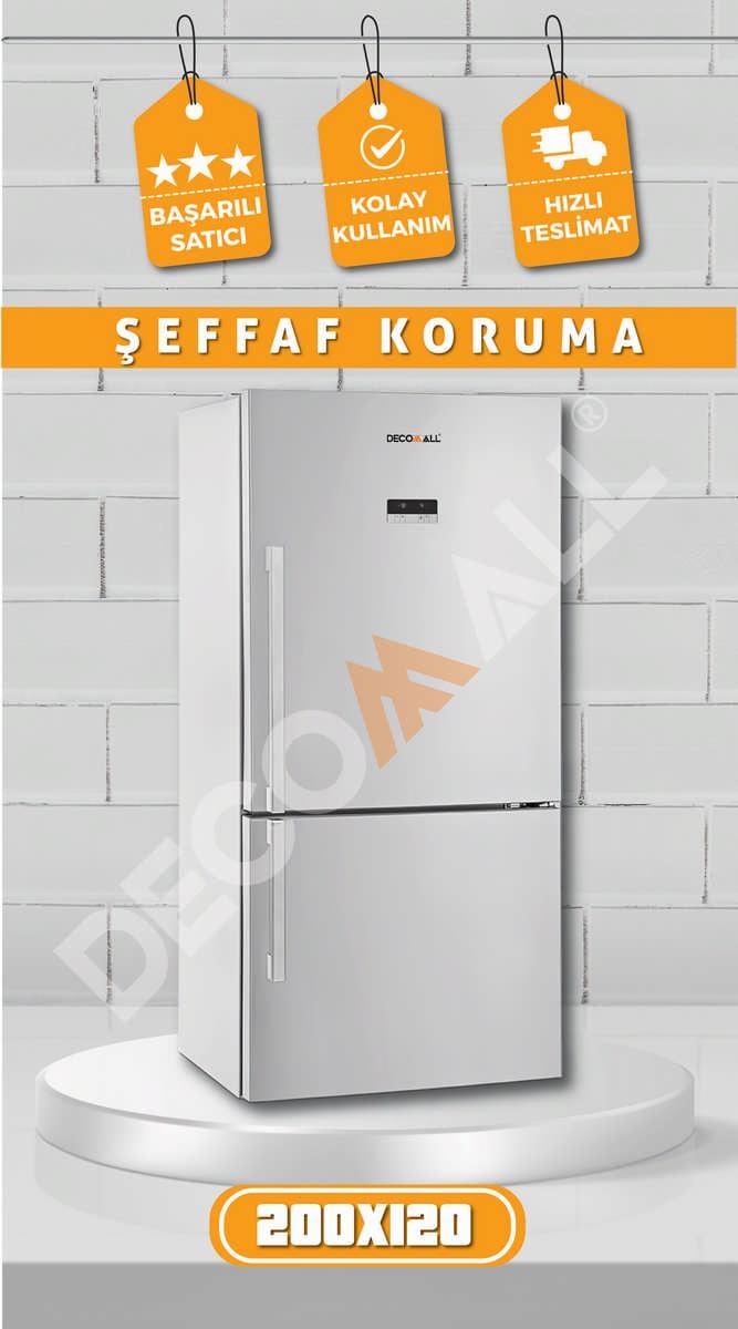 ŞEFFAF Buzdolabı Beyaz Eşya Zemin Dolap Fayans Kaplama Kendinden Yapışkanlı Folyo (200x100cm)