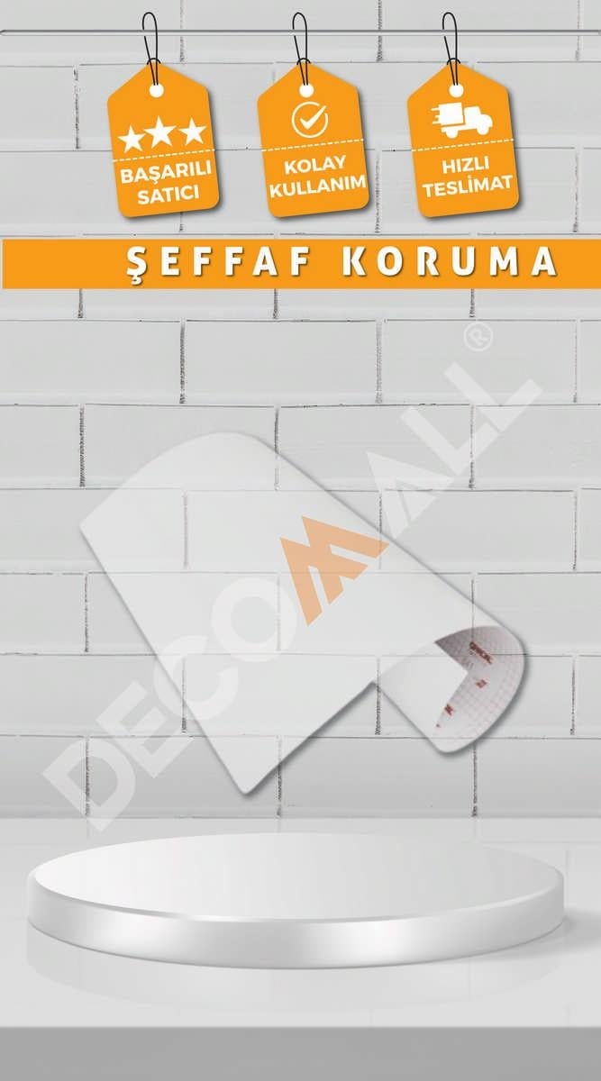 ŞEFFAF Buzdolabı Beyaz Eşya Zemin Dolap Fayans Kaplama Kendinden Yapışkanlı Folyo (200x100cm)