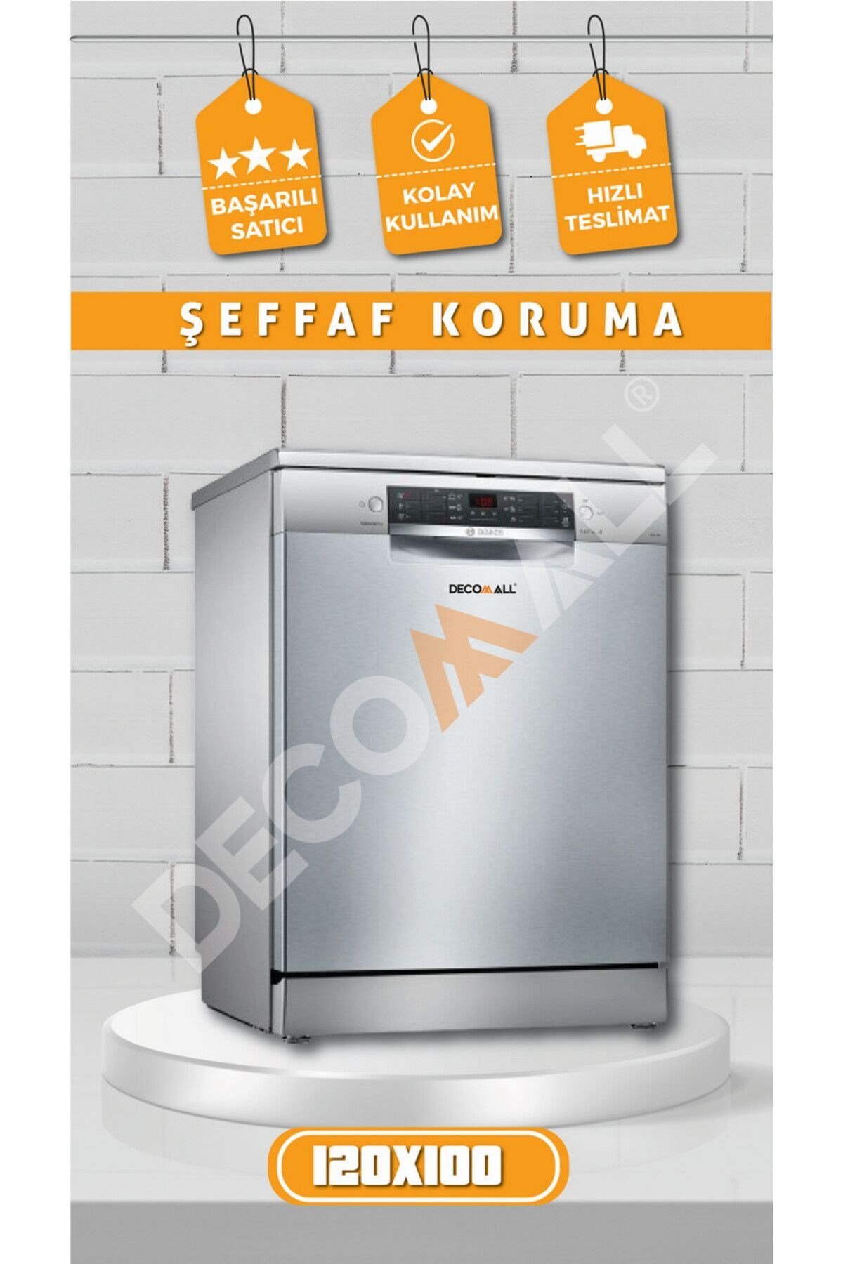 ŞEFFAF KORUMA Buzdolabı Beyaz Eşya Zemin Dolap Fayans Kaplama Kendinden Yapışkanlı Folyo (200x100)