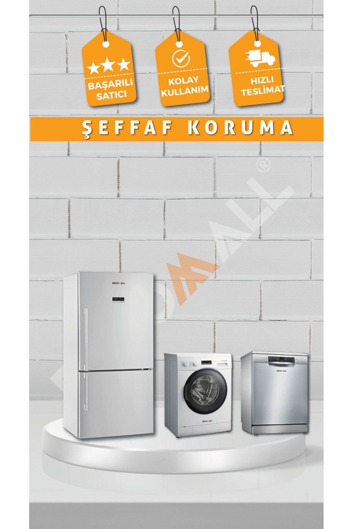 ŞEFFAF KORUMA Buzdolabı Beyaz Eşya Zemin Dolap Fayans Kaplama Kendinden Yapışkanlı Folyo (200x100)