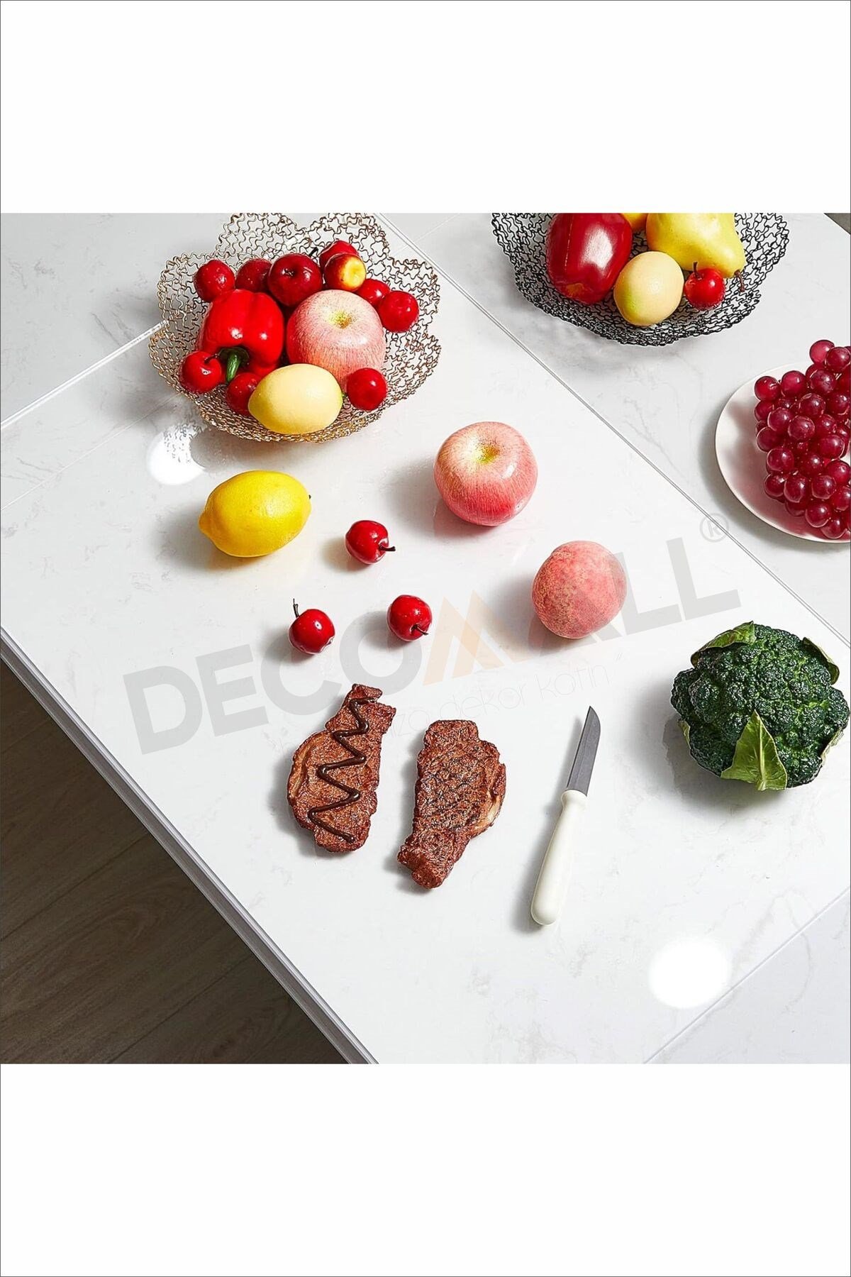 Şeffaf Pleksi Mutfak Kesme Doğrama Tahtası 40 x 30 cm Tezgah Kesme Tahtası