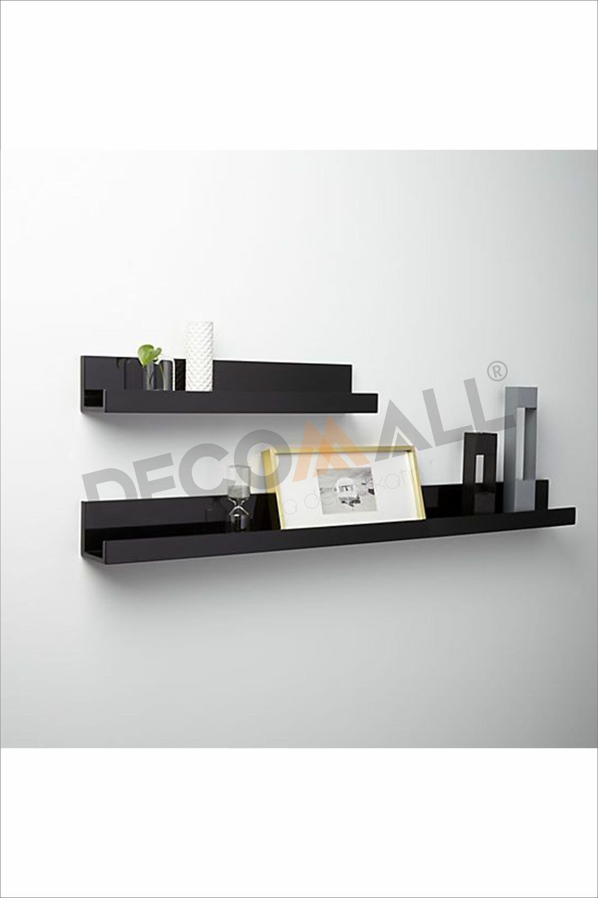 Siyah x2 Adet 40x10 cm Banyo Duvar Baharatlık Düzenleyici Raf Çok Amaçlı Duvar Rafı