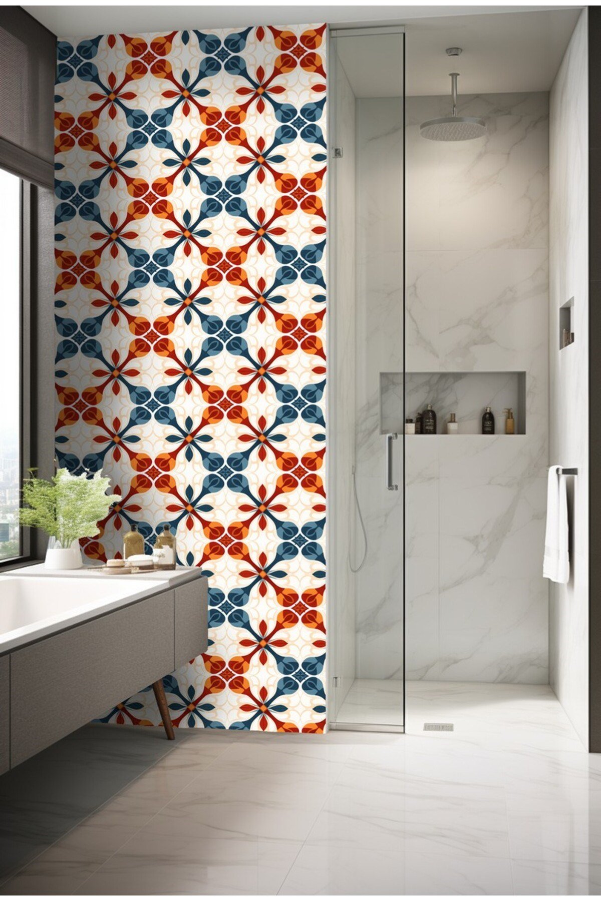 Suya Dayanıklı 100 x 100cm Mutfak Banyo Zemin Mermera Fayans Yapışkanlı Folyo (LAMİNASYONLU)Code155