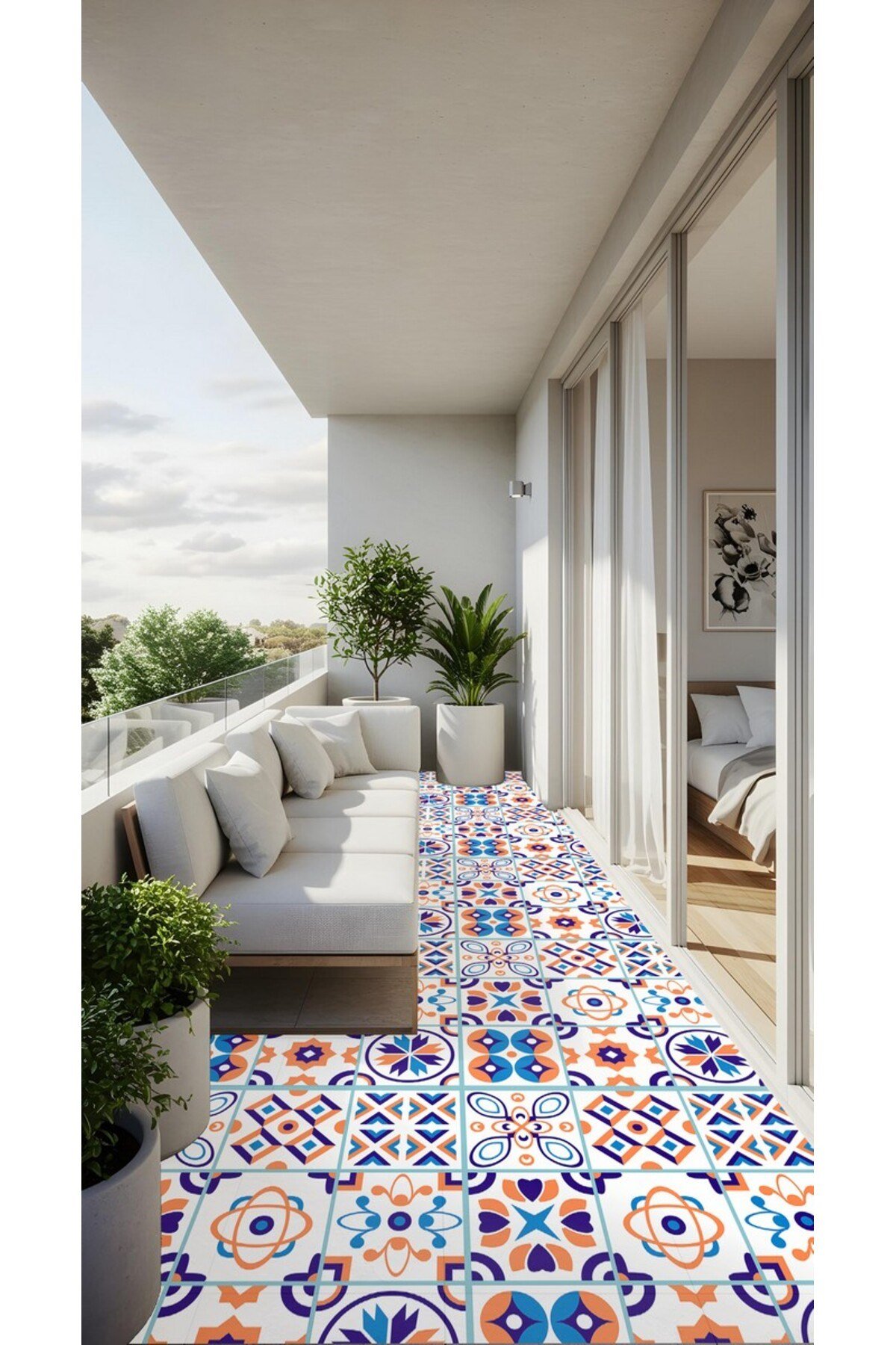 Suya Dayanıklı 100 x 100cm Mutfak Banyo Zemin Mermer Mobilya Fayans Yapışkanlı Folyo Kaplama Code149