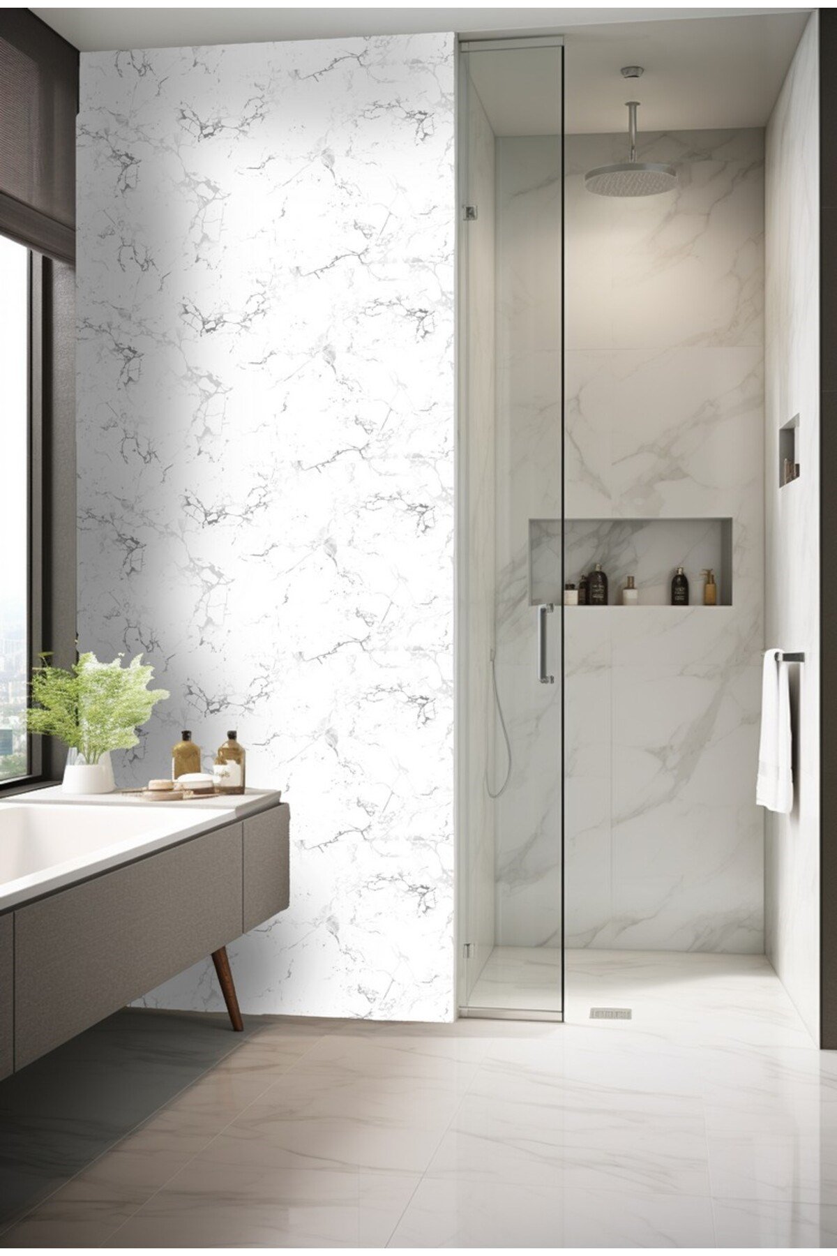 Suya Dayanıklı 100x100 Cm Mutfak Banyo Zemin Mermer Fayans Yapışkanlı Folyo (LAMİNASYONLU) Code 165