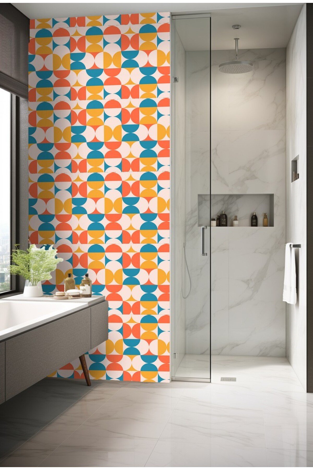 Suya Dayanıklı 100X100 CM Mutfak Banyo Zemin Mermer Mobilya Fayans Yapışkanlı Folyo Kaplama CODE 182