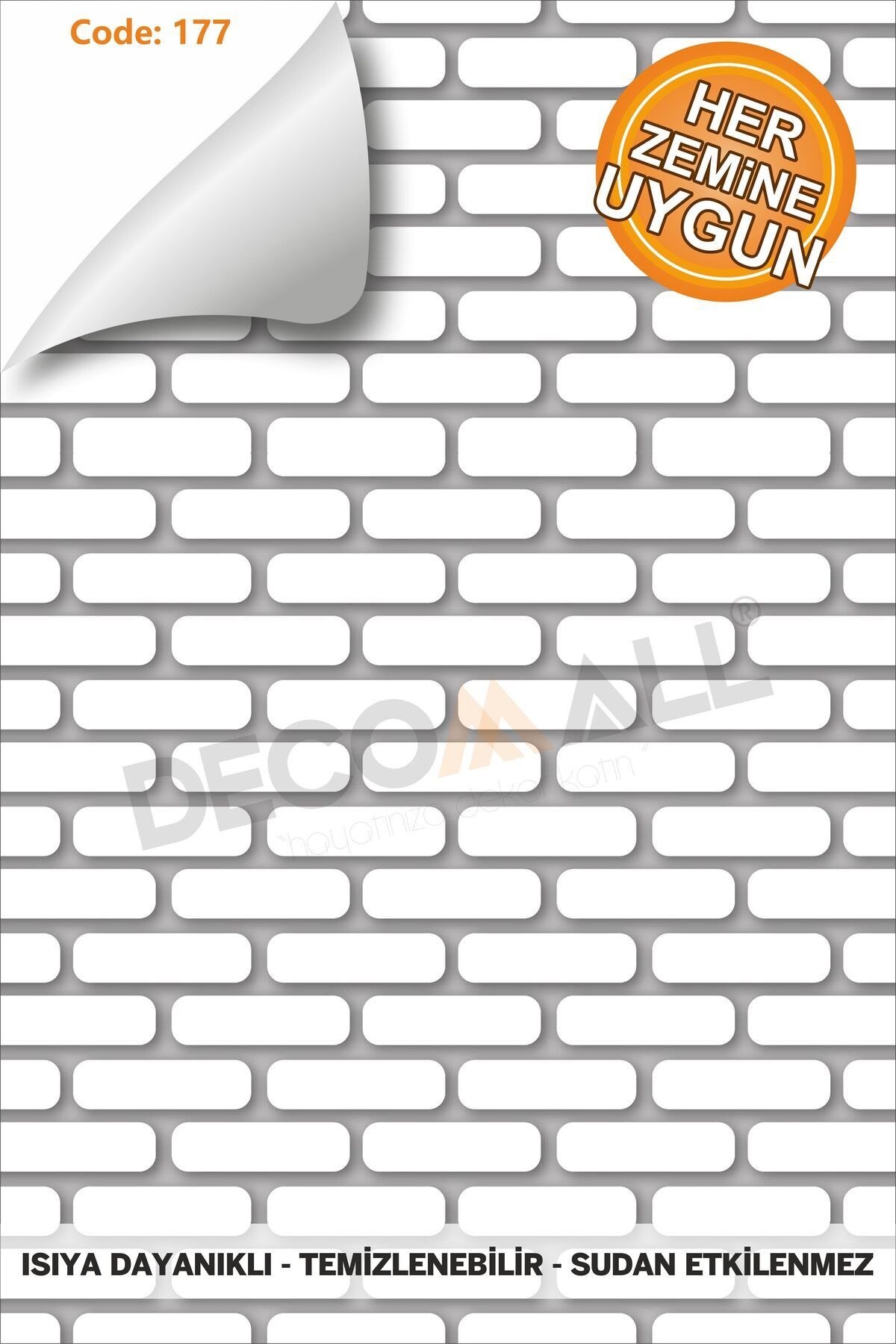 Suya Dayanıklı 100X100 CM Mutfak Banyo Zemin Mermer Fayans Yapışkanlı Folyo (LAMİNASYONLU) CODE 196