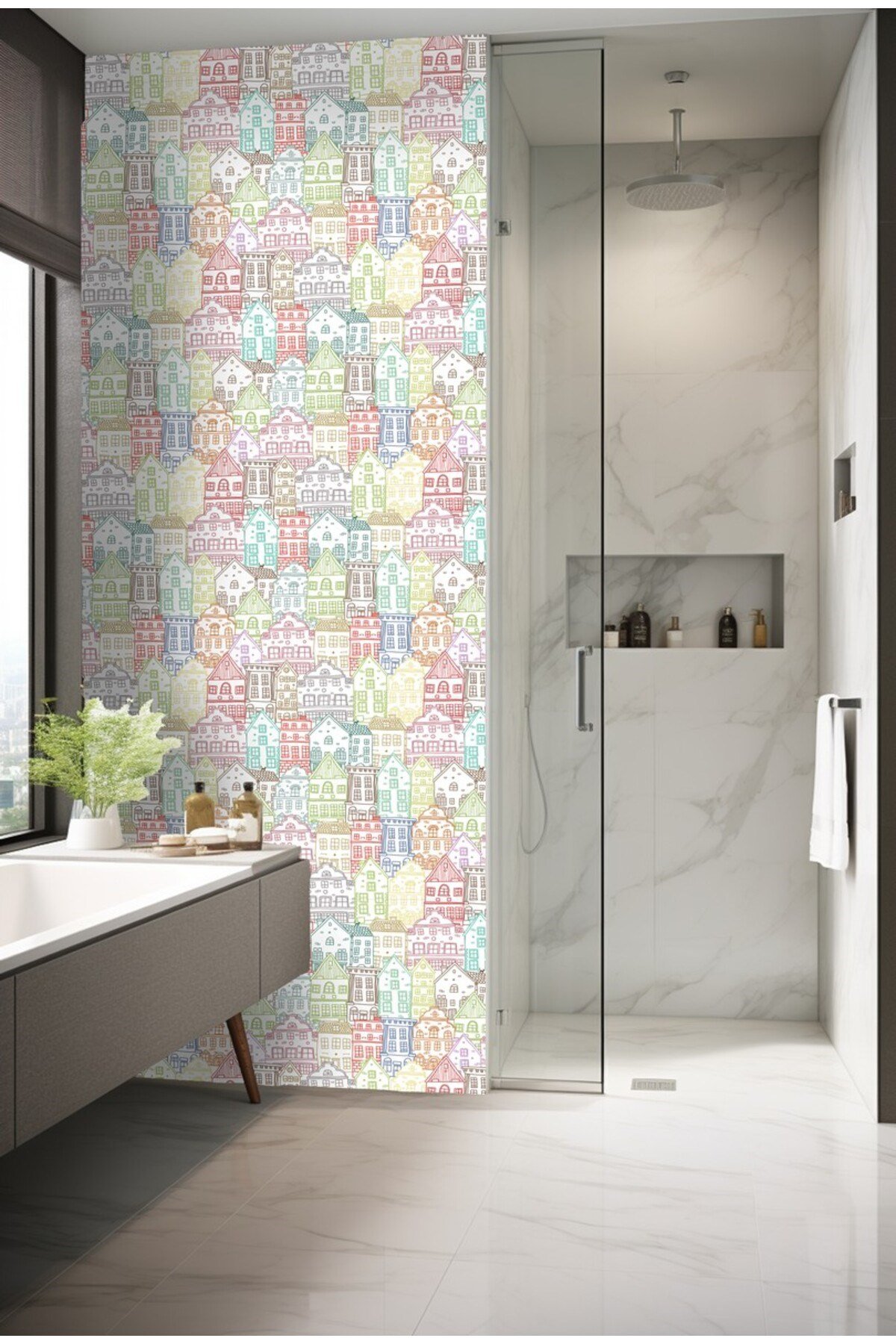 Suya Dayanıklı 100X100 CM Mutfak Banyo Zemin Mermer Mobilya Fayans Yapışkanlı Folyo Kaplama CODE 183