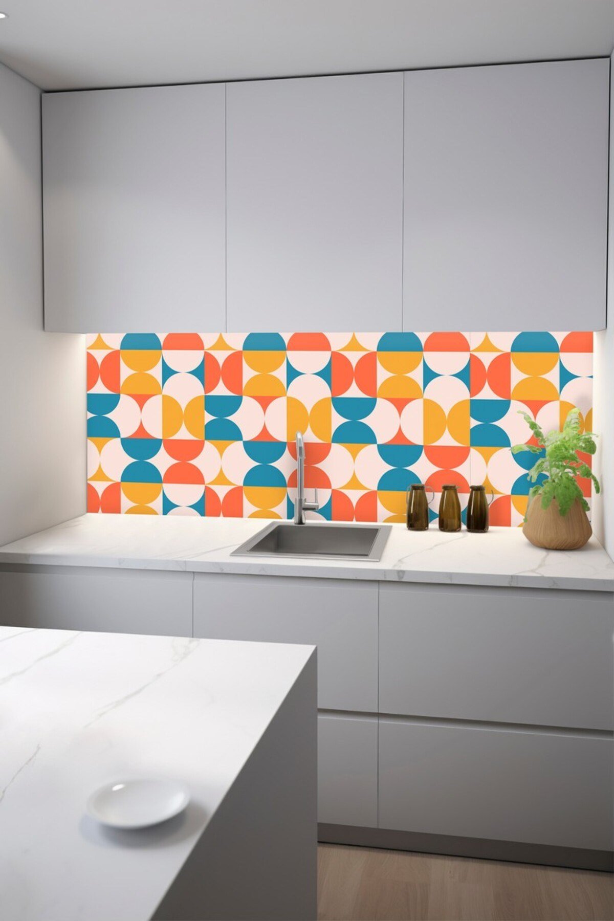 Suya Dayanıklı 100X100 CM Mutfak Banyo Zemin Mermer Mobilya Fayans Yapışkanlı Folyo Kaplama CODE 182